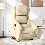 VIDAXL Fauteuil inclinable de massage electrique Creme Tissu