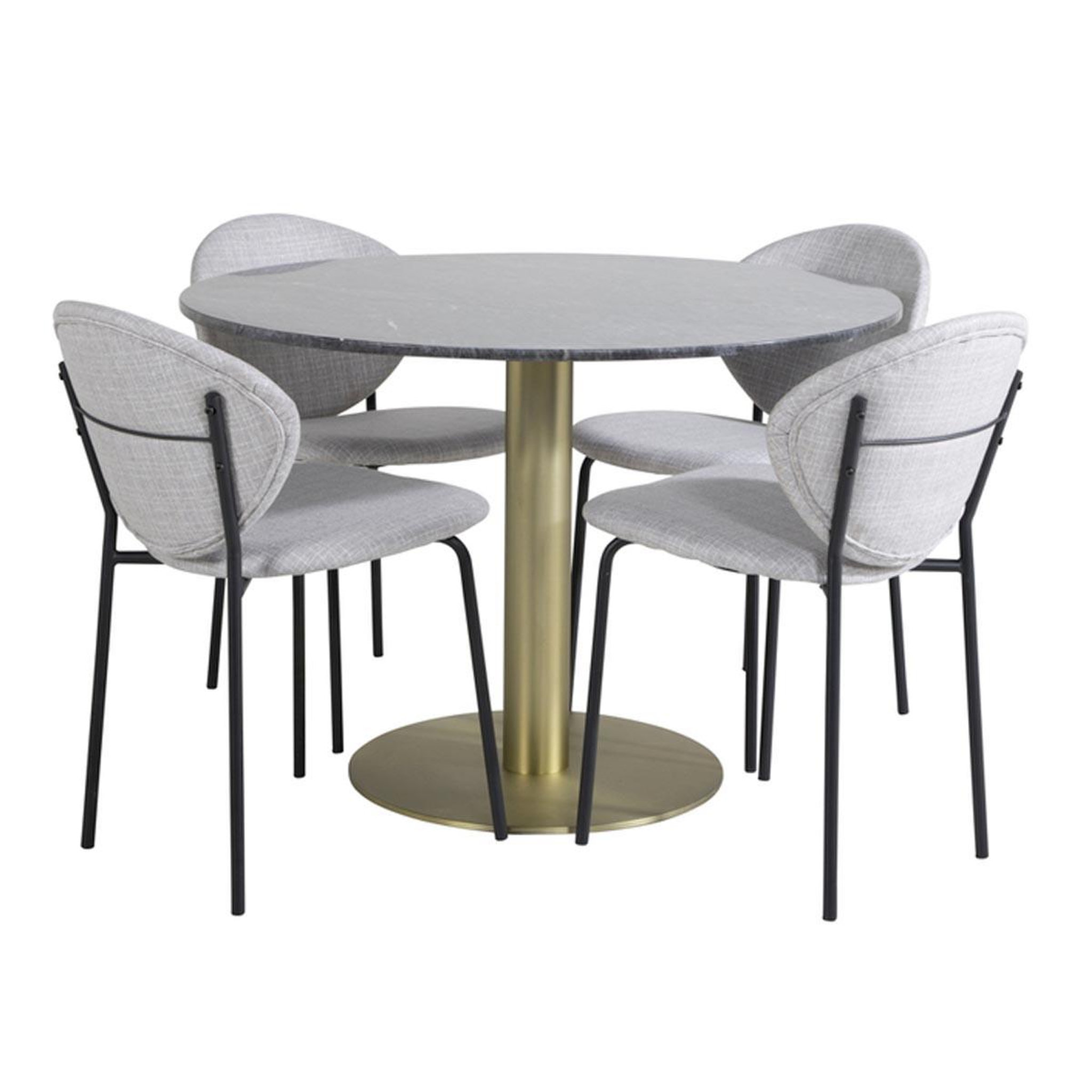 Paris Prix Ensemble Table à Manger & 4 Chaises  Estelle II & Vault  106cm Gris Foncé & Gris