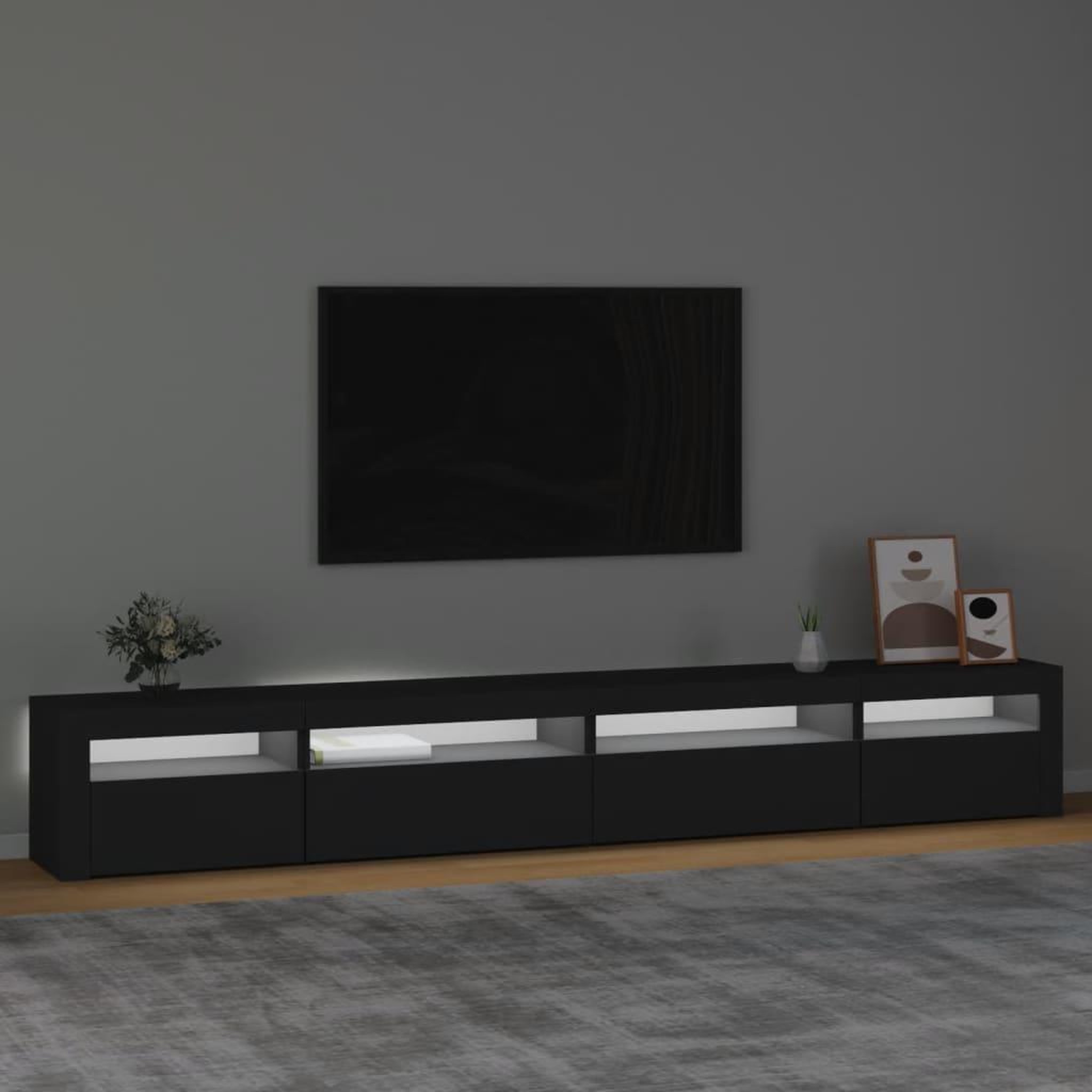 Voir la diapositive 3 : VIDAXL Meuble TV avec lumieres LED Noir 270x35x40 cm