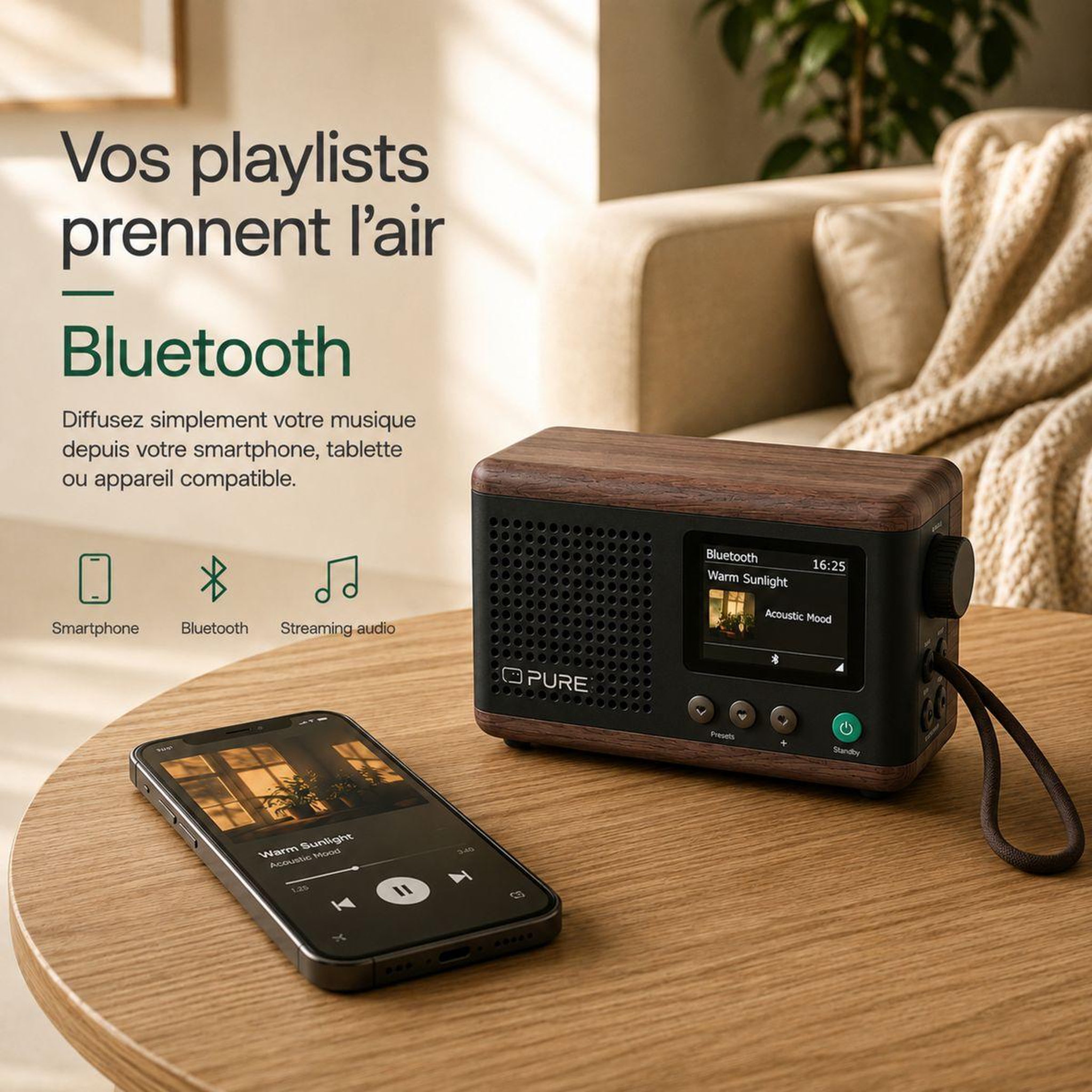 Voir la diapositive 5 : PURE Radio DAB Classic Mini Coffee Black/Walnt
