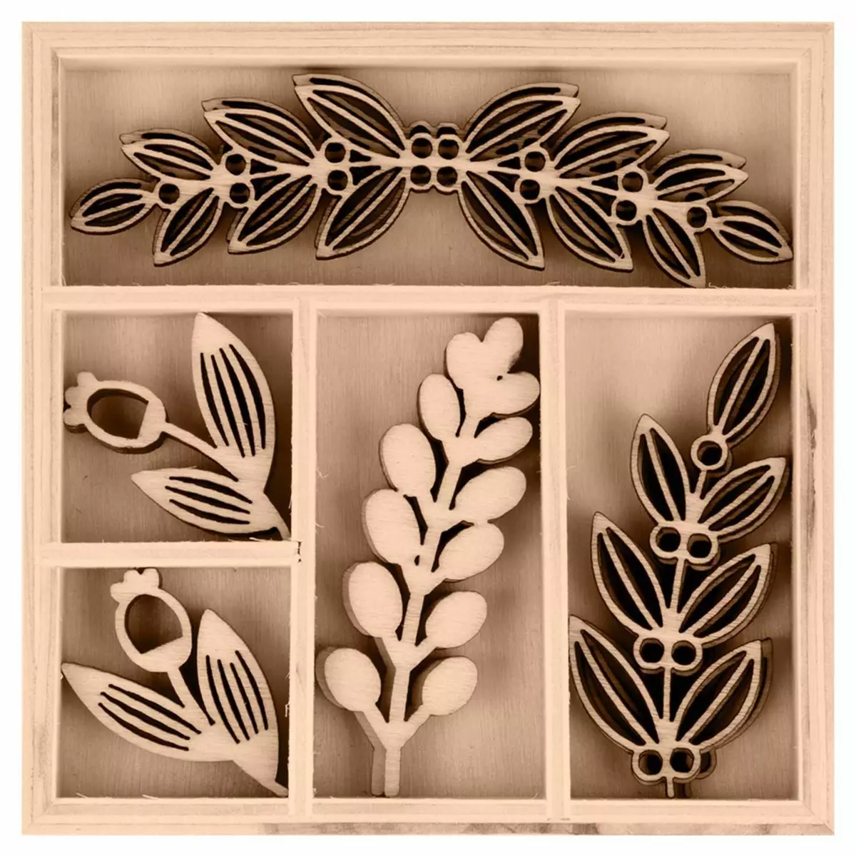 Artemio 15 Mini décorations feuillages en bois