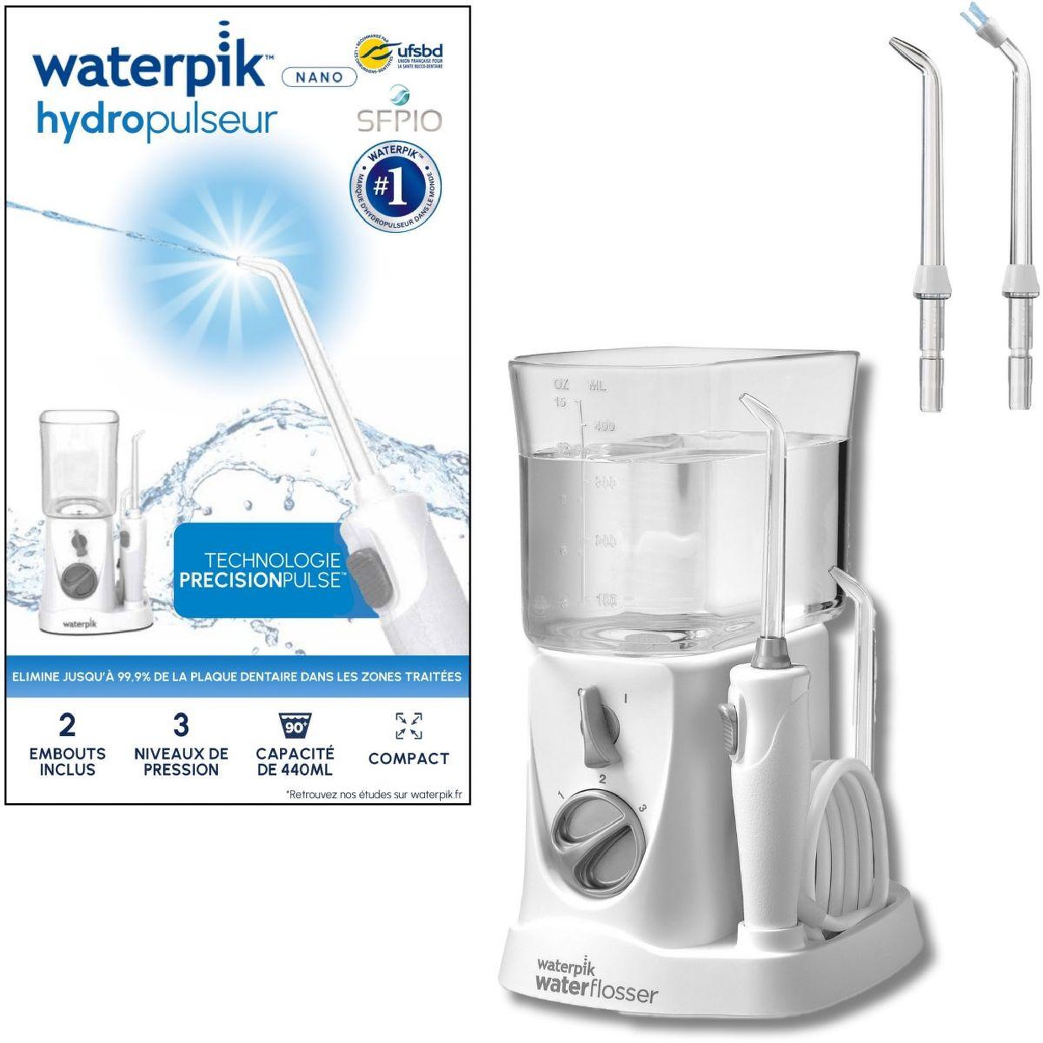 Voir la diapositive 2 : Waterpik Hydropulseur WF 310 Nano