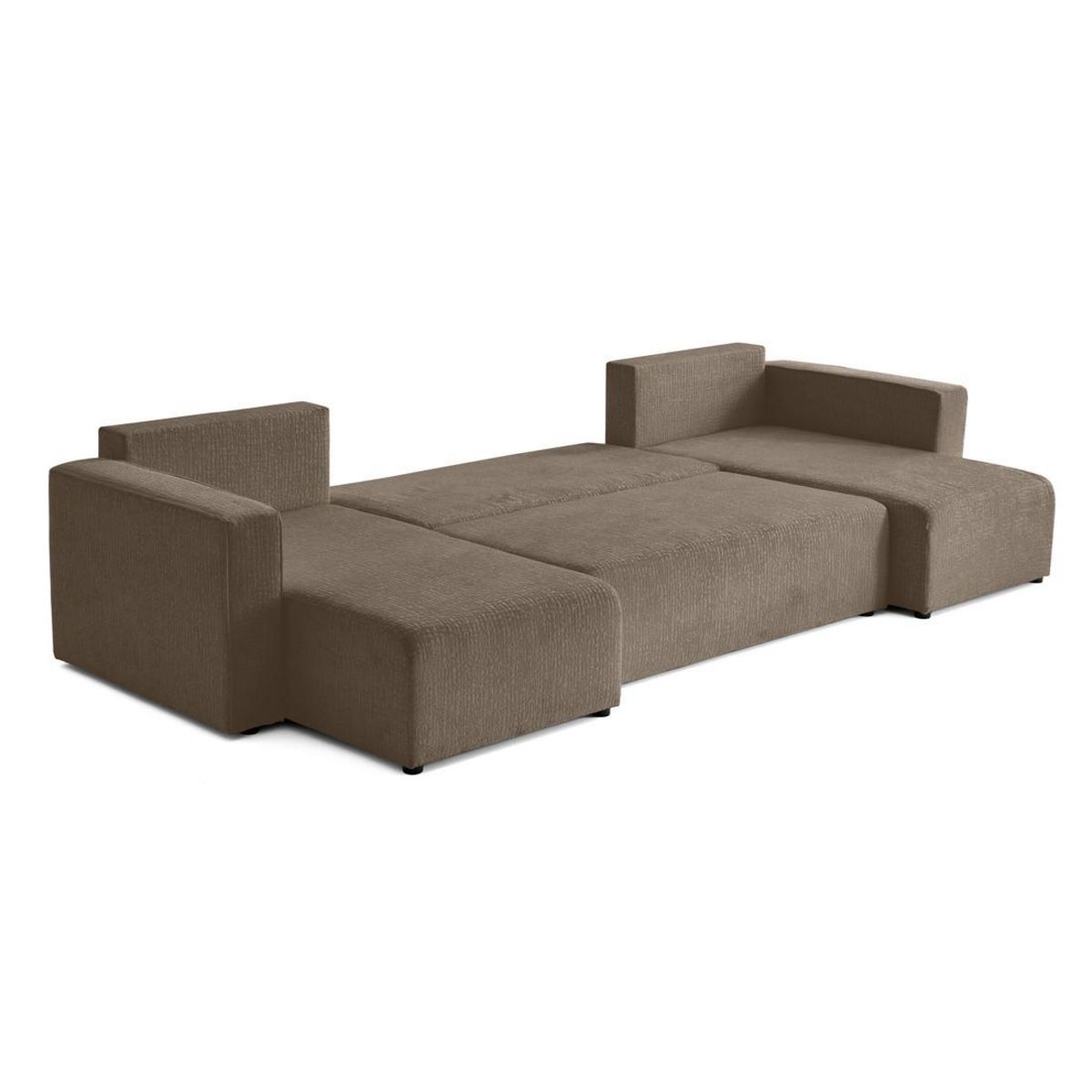 BEST MOBILIER Topaze - canapé panoramique en u - 7 places - convertible avec coffre - en tissu velours relief