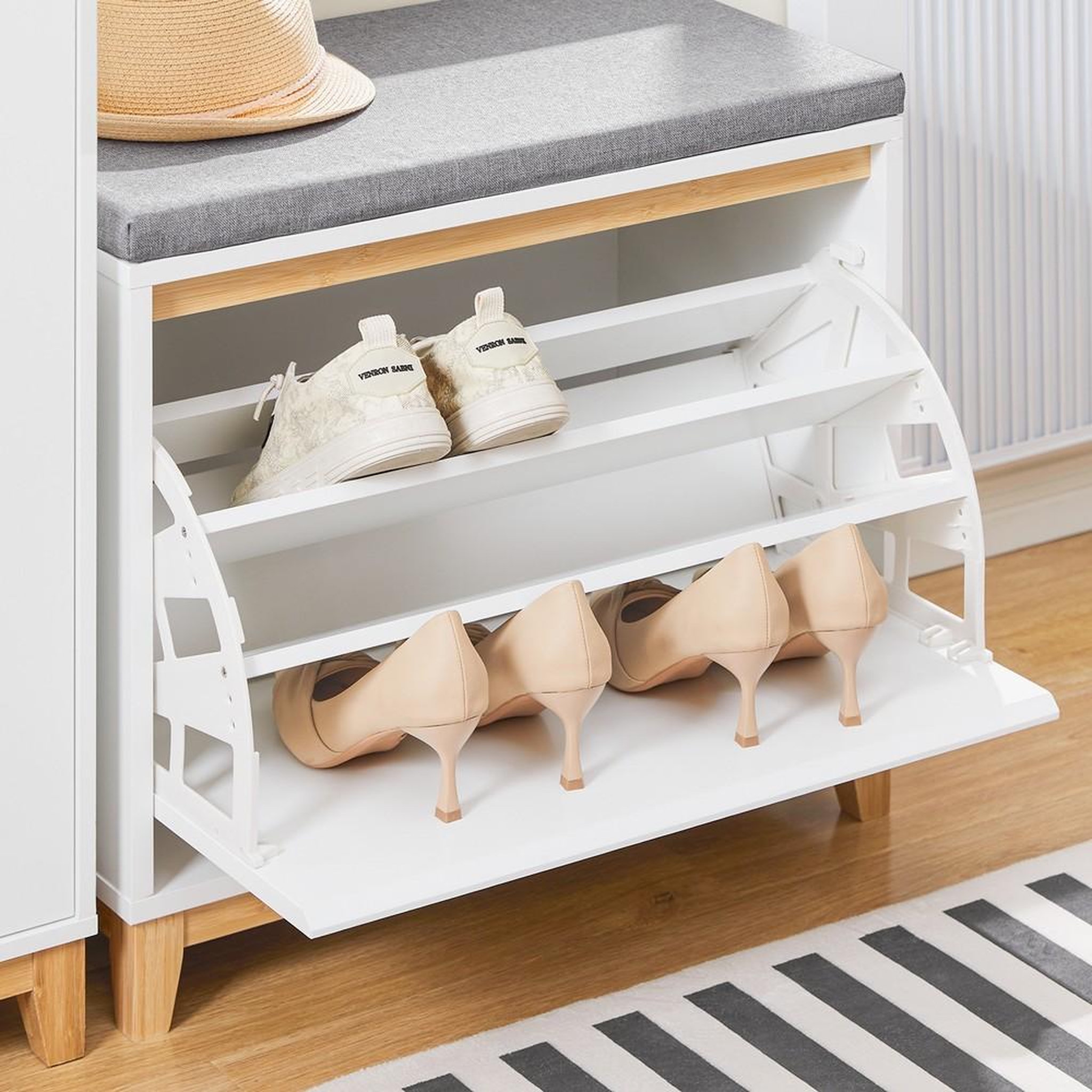 Voir la diapositive 6 : SOBUY SoBuy - Banc de rangement à chaussures avec une porte - Couleur Bois - 60x34x55cm - FSR191-NW