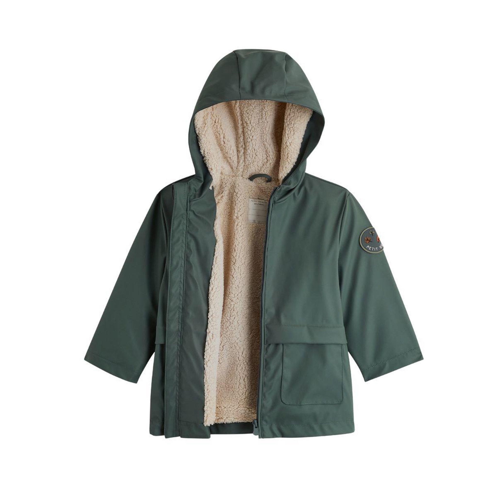 Voir la diapositive 2 : PETIT BEGUIN Manteau enfant imperméable doublé sherpa avec capuche Malo
