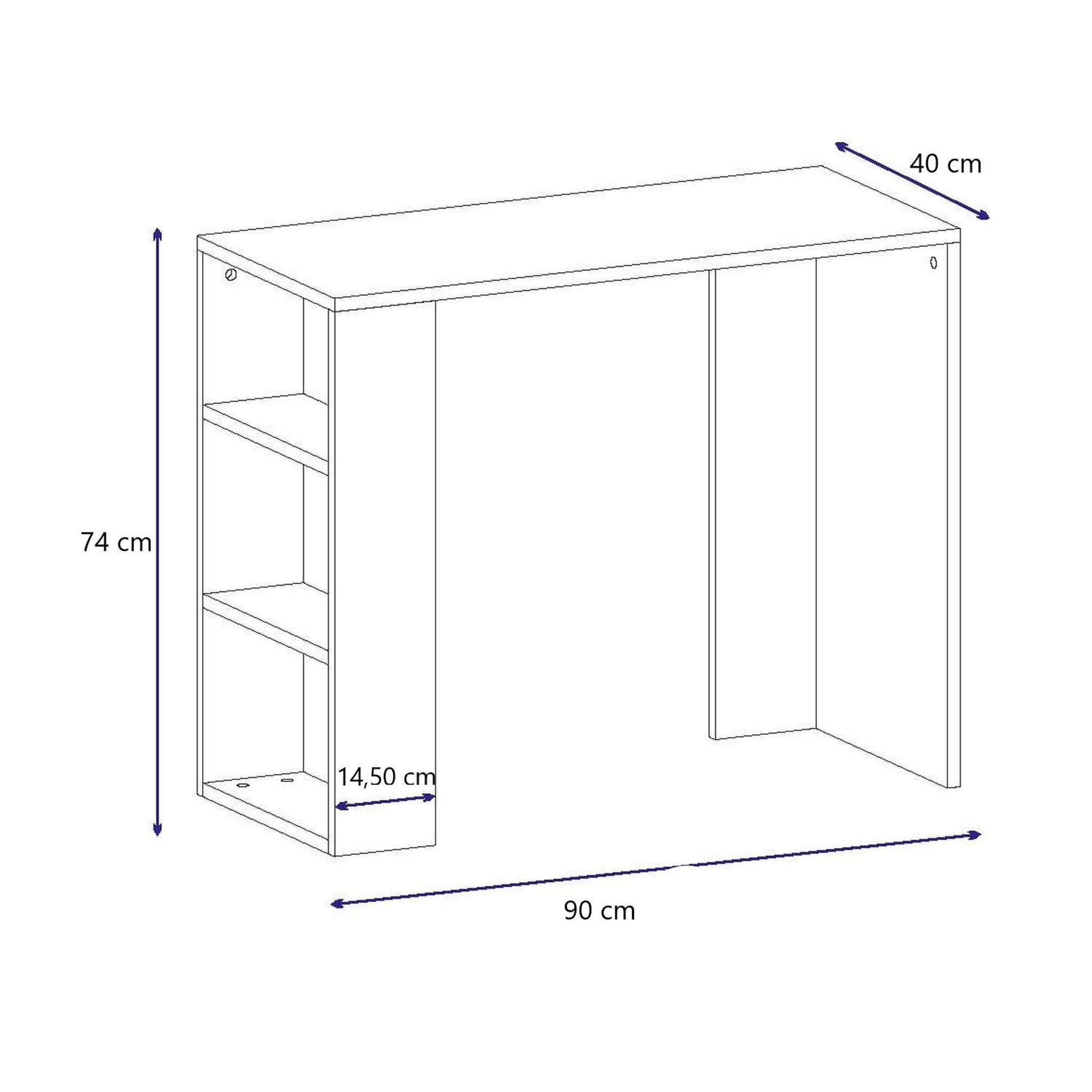 Voir la diapositive 4 : TOILINUX Bureau avec 3 niches de rangement - Blanc