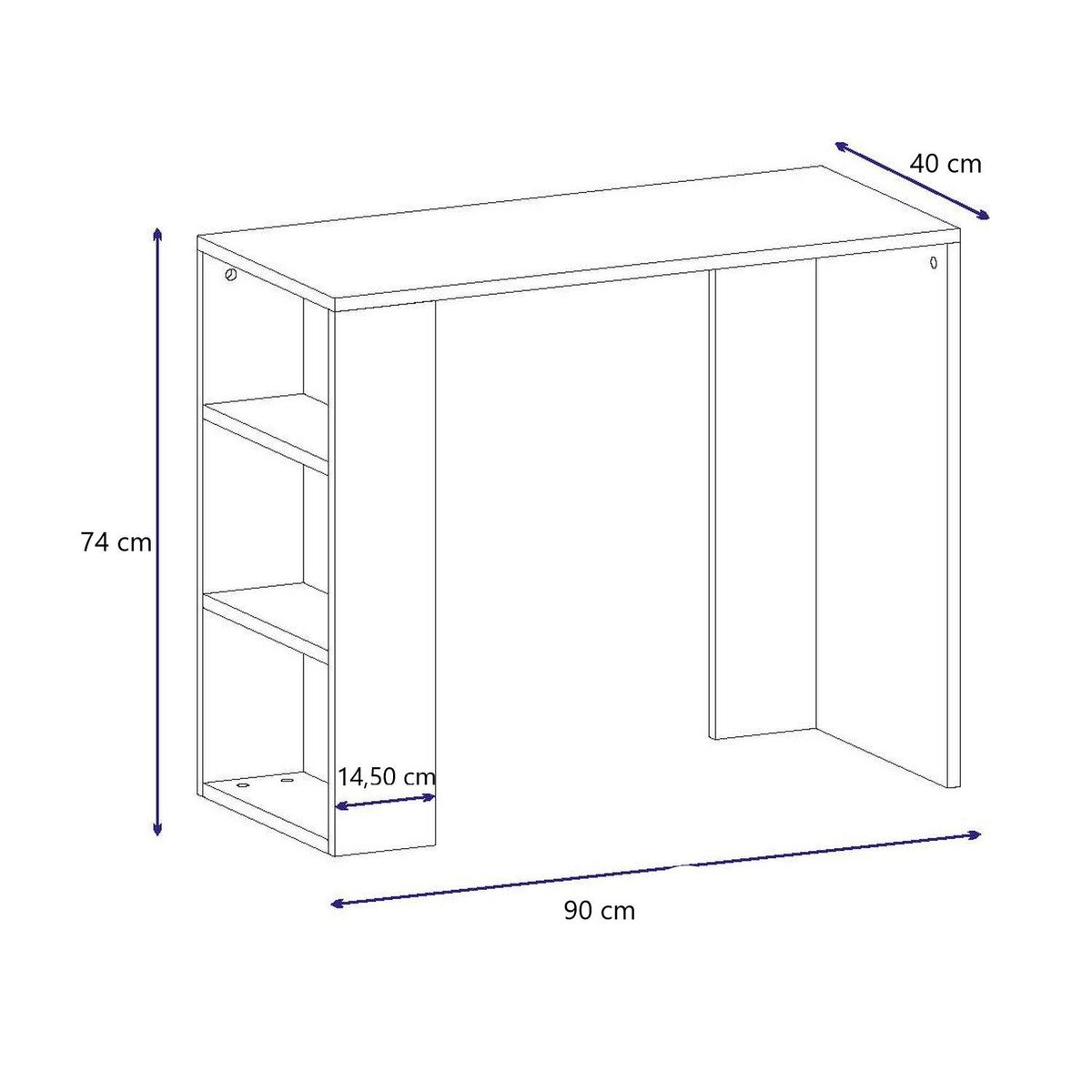 TOILINUX Bureau avec 3 niches de rangement - Blanc