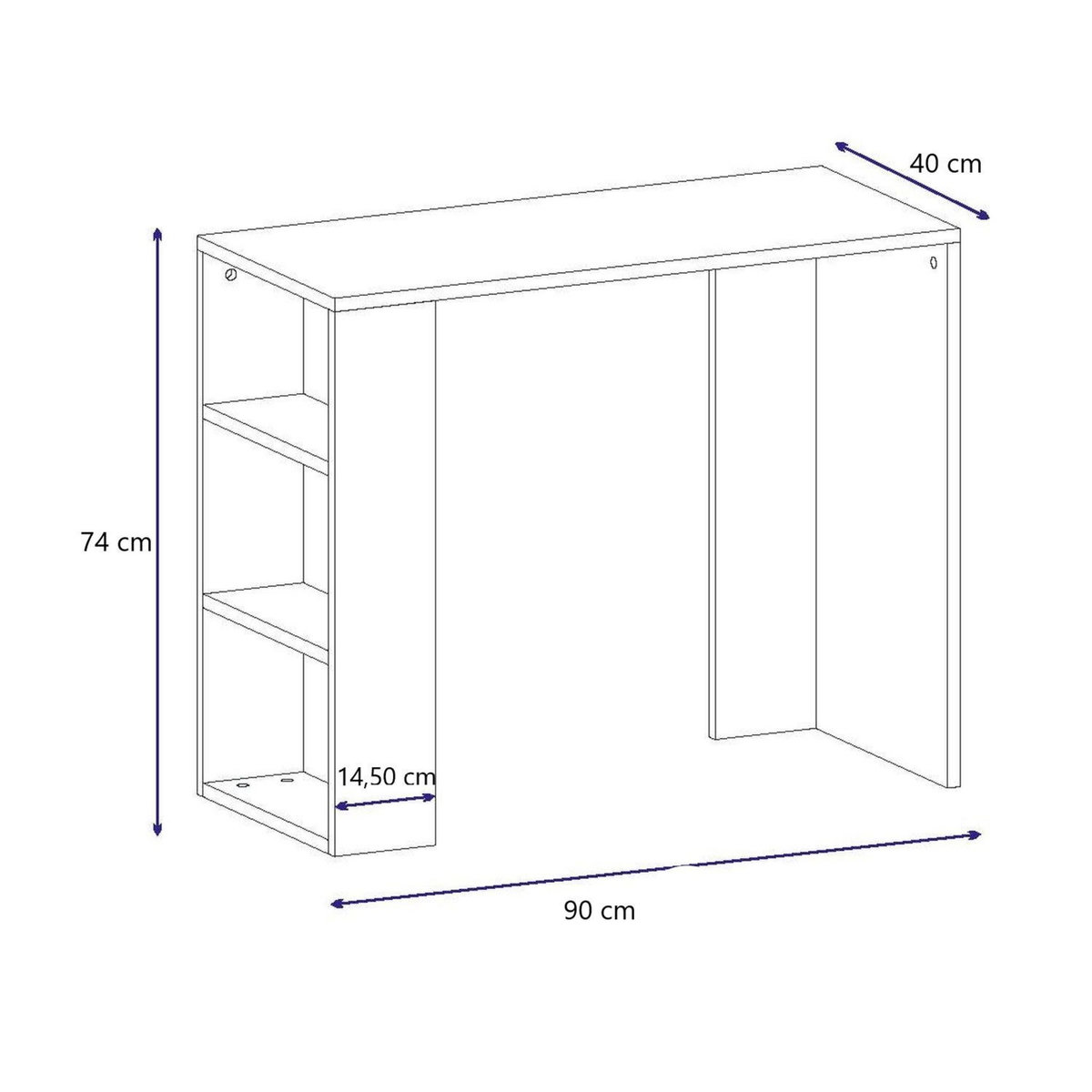 TOILINUX Bureau avec 3 niches de rangement - Blanc
