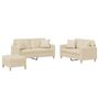Voir la diapositive 2 : VIDAXL Ensemble de canapes 3 pcs avec coussins creme tissu