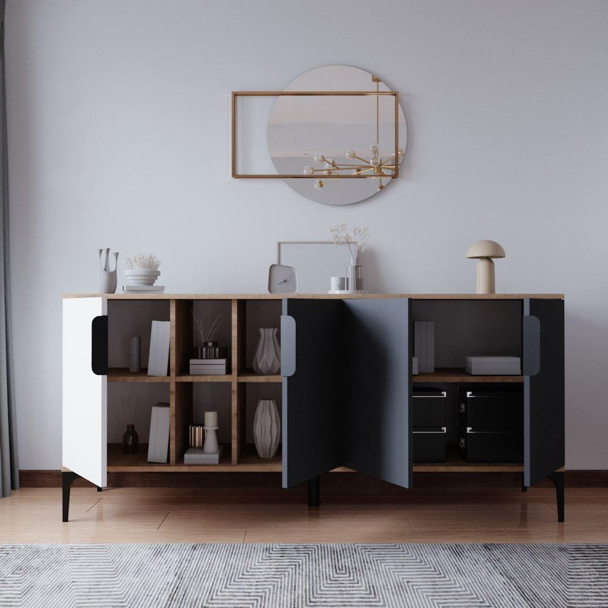 Habitat et Jardin Buffet en bois  Tarz  - 180 x 40 x 79 cm - Gris anthracite