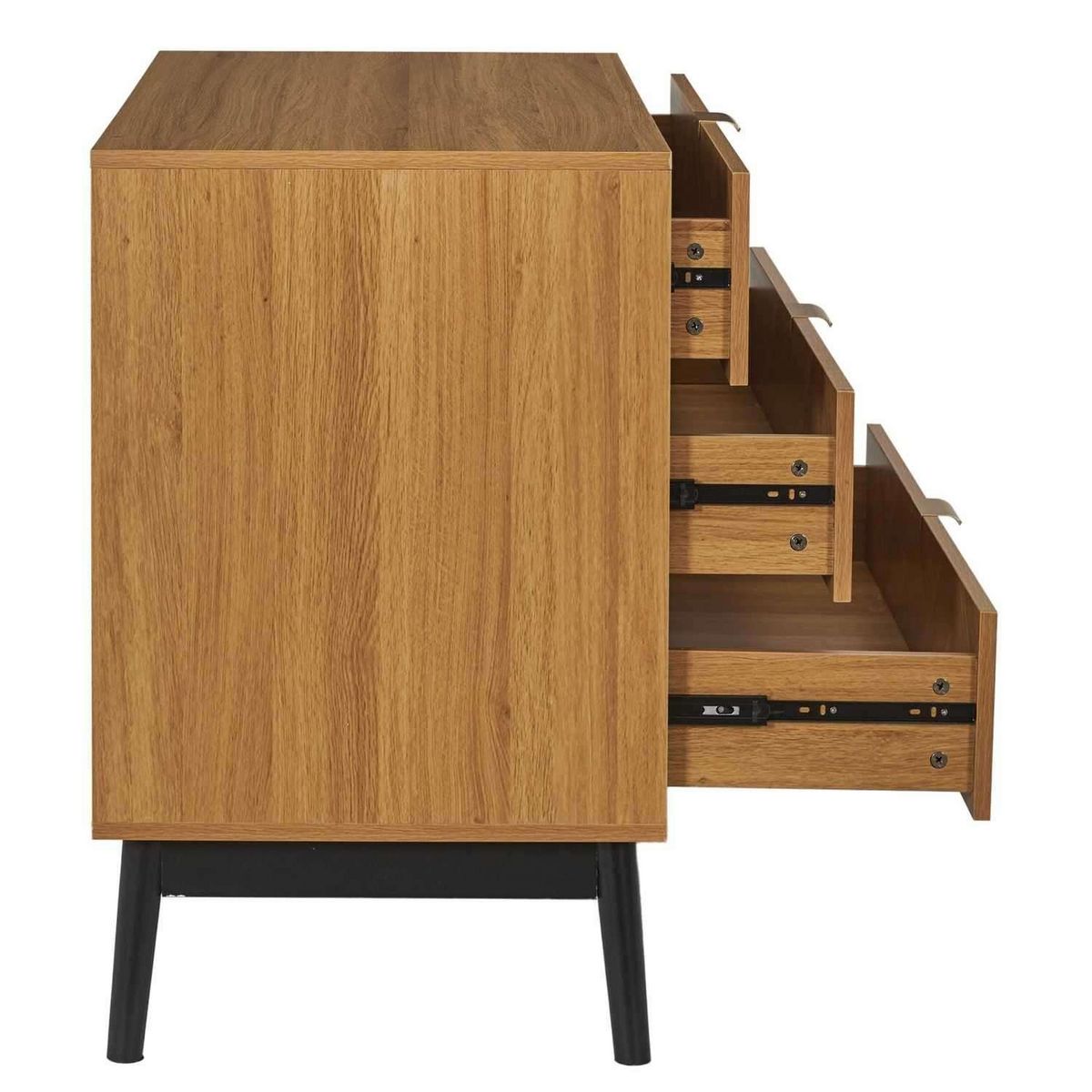 The Home Deco Factory Commode 3 tiroirs en bois FELIX - Marron et noir