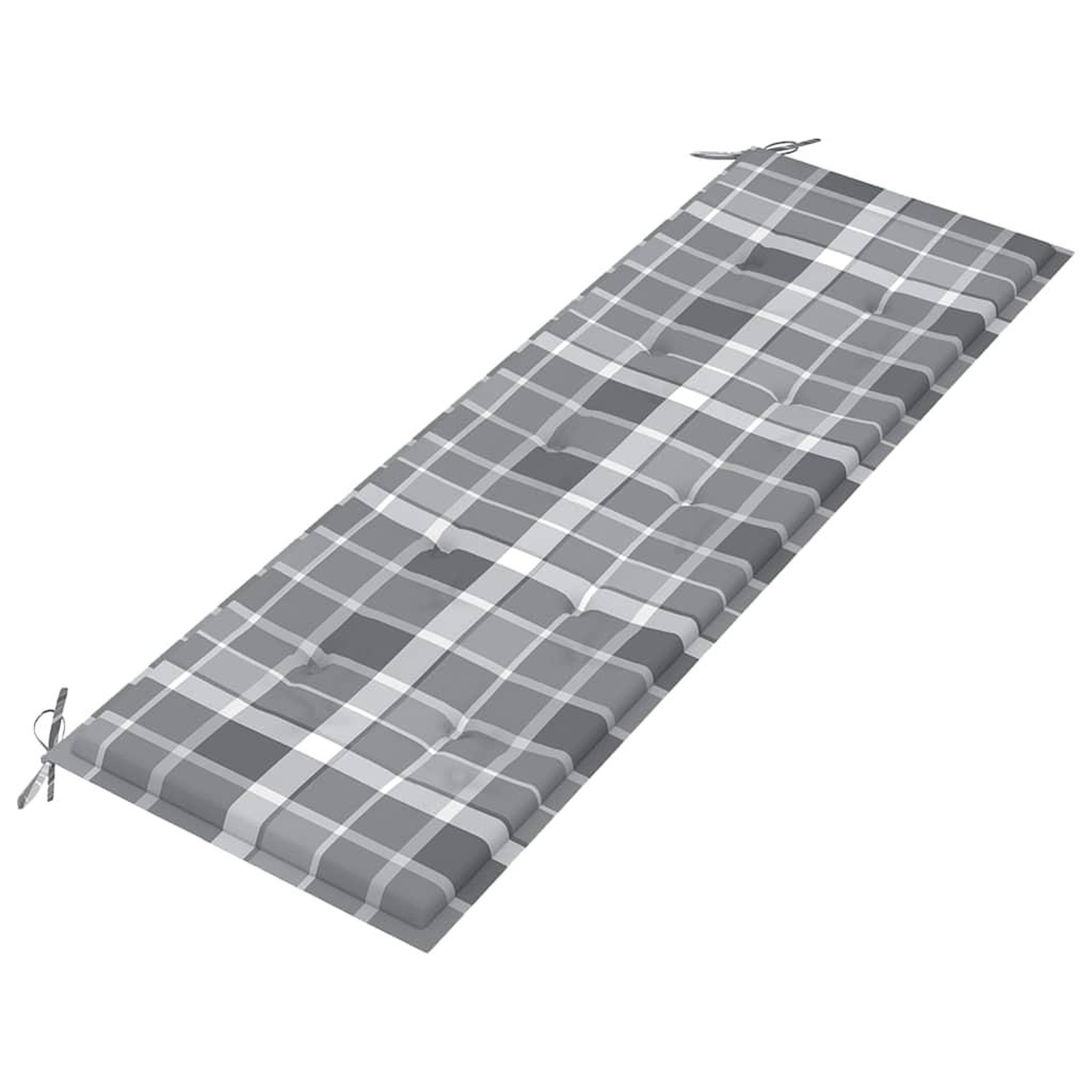 Voir la diapositive 5 : VIDAXL Banc Batavia coussin a motif de carreaux gris 150cm Bois teck
