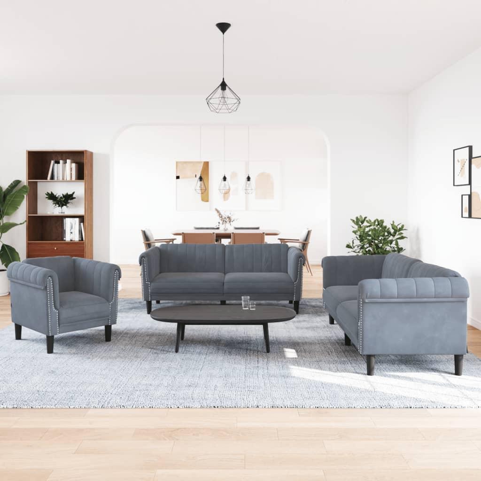 Voir la diapositive 3 : VIDAXL Ensemble de canapes 3 pcs gris fonce velours