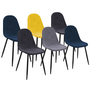 Voir la diapositive 1 : ID MARKET Lot de 6 chaises DALI en velours mix color bleu, gris foncé, gris clair et jaune