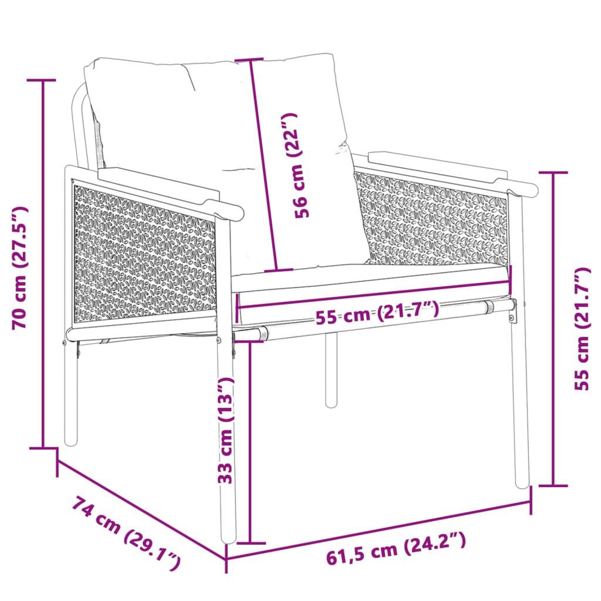 Voir la diapositive 6 : VIDAXL Chaises de jardin avec coussins lot de 2 noir acier