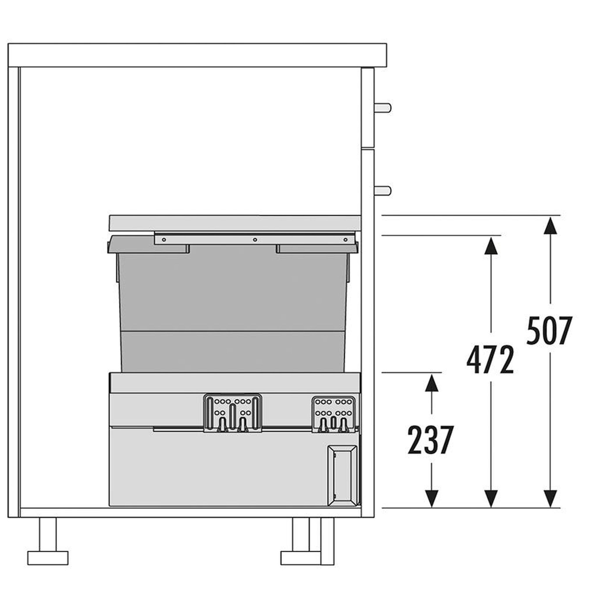 Voir la diapositive 3 : HAILO Poubelle de cuisine coulissante encastrable 30l hailo cargo synchro