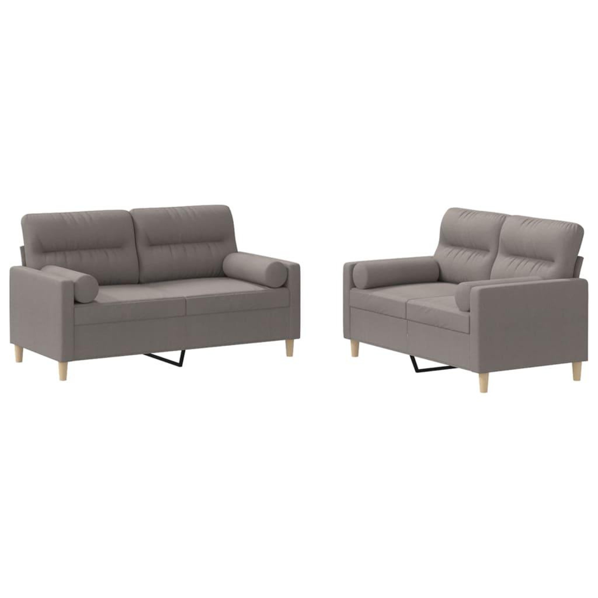 Voir la diapositive 2 : VIDAXL Ensemble de canapes 2 pcs avec coussins taupe tissu