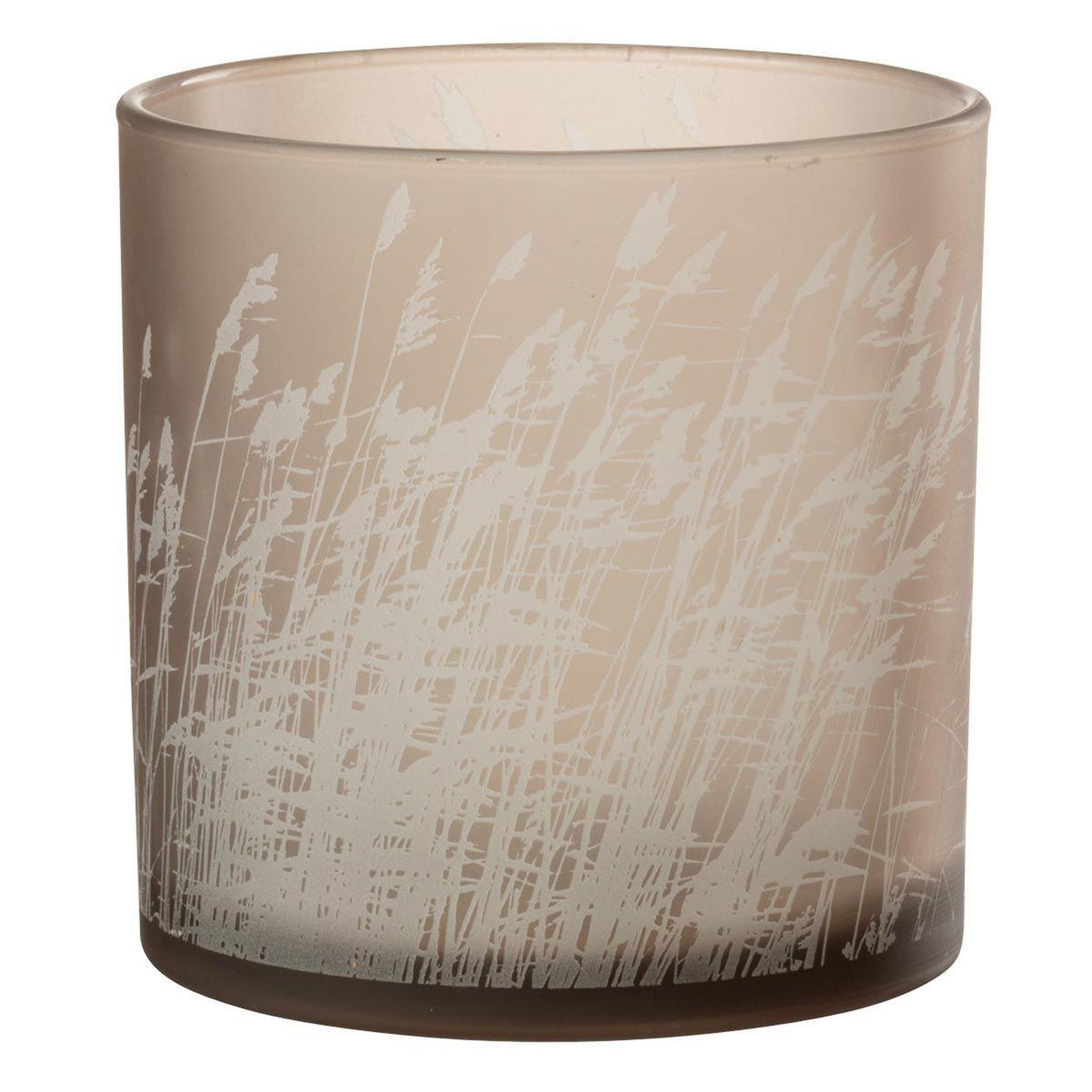 Voir la diapositive 1 : J-LINE Photophore en Verre Design  Herbe  15cm Beige