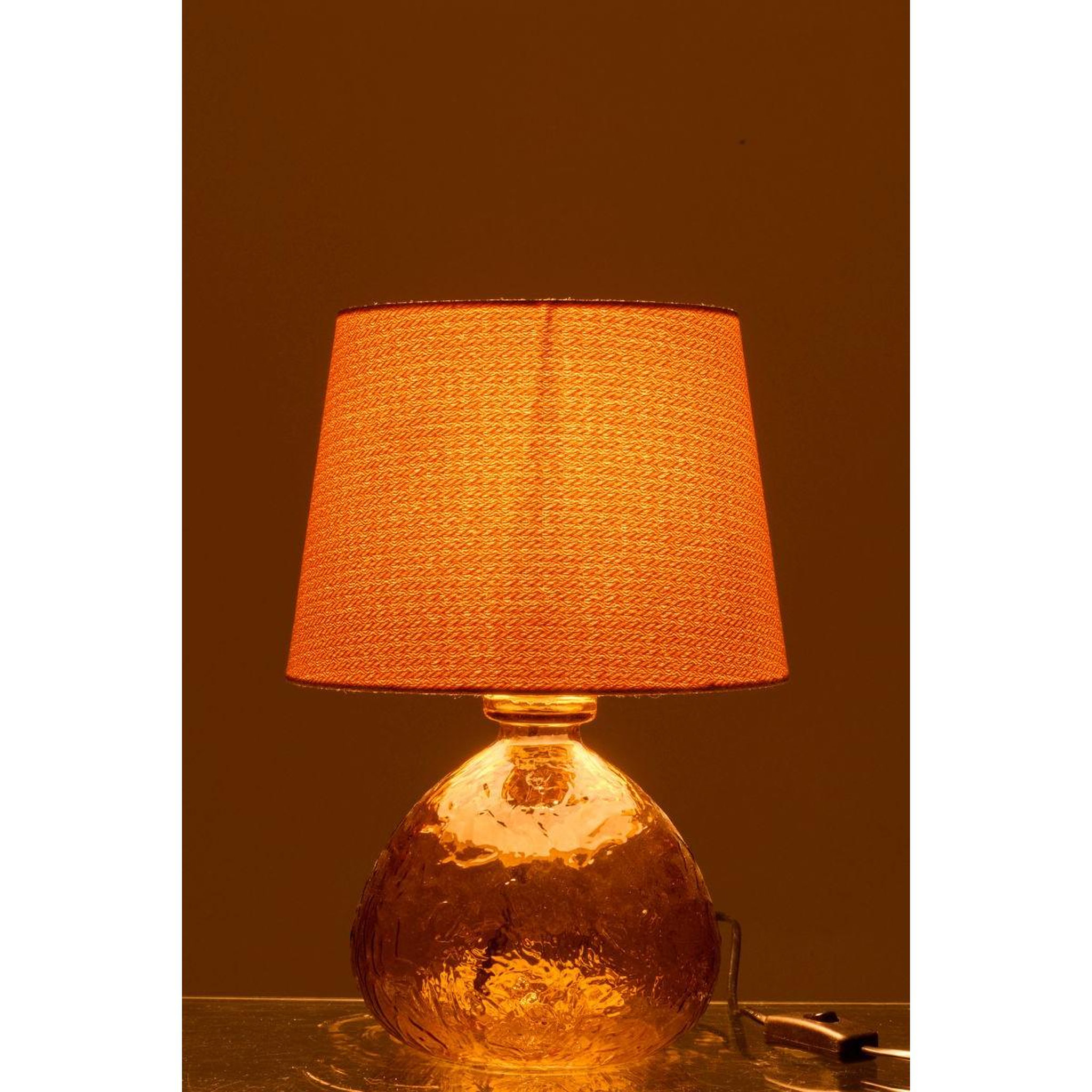 Voir la diapositive 3 : J-LINE Lampe à poser en verre  tierra  32cm ocre