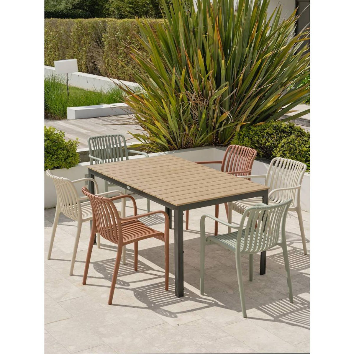 Paris Prix Ensemble Table de Jardin & 6 Fauteuils  Boston & Tiago  150cm Multicolore