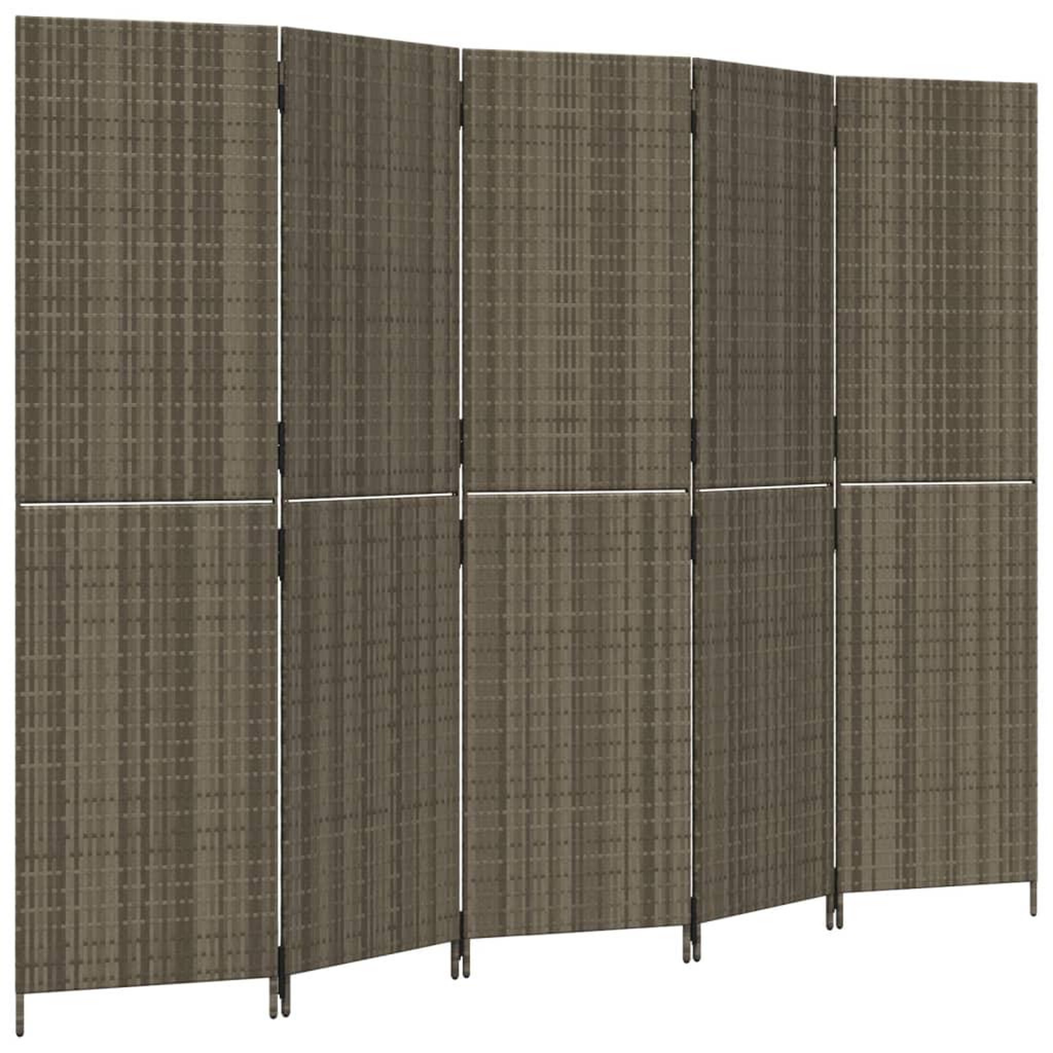 Voir la diapositive 2 : VIDAXL Cloison de separation 5 panneaux gris resine tressee