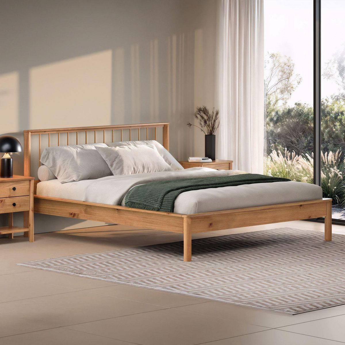 IDIMEX Lit avec sommier APOANA en bois massif