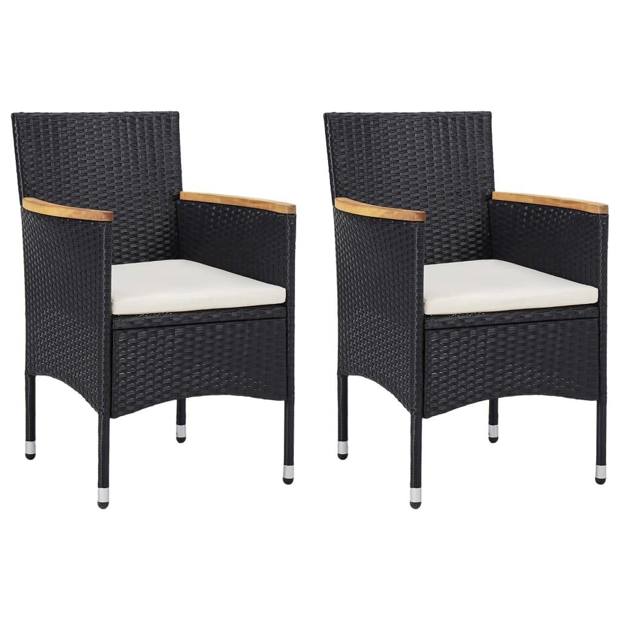 Voir la diapositive 1 : VIDAXL Chaises a manger de jardin lot de 2 Resine tressee Noir