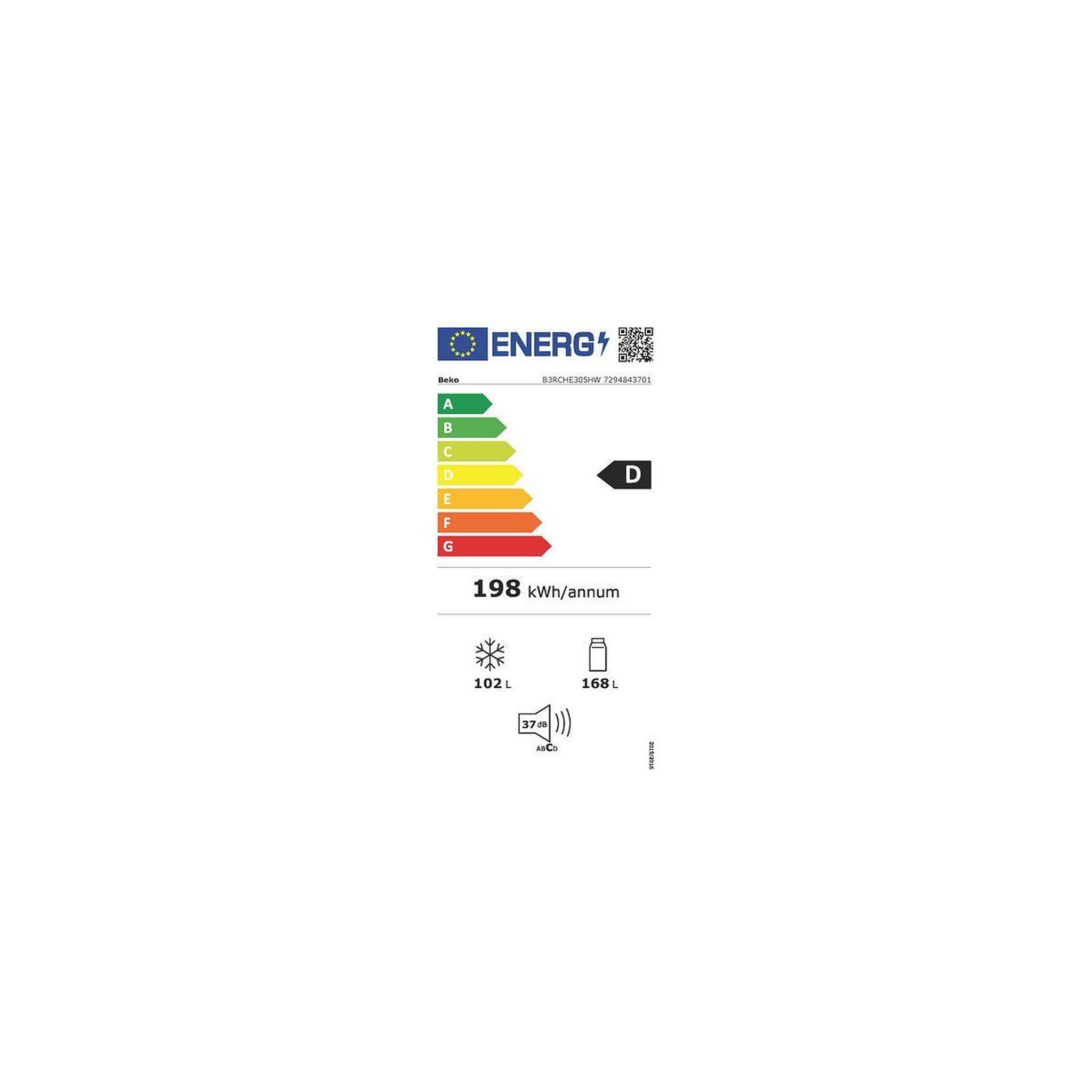 Voir la diapositive 6 : Beko Réfrigérateur combiné B3RCHE305HW