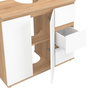 Voir la diapositive 6 : ID MARKET Meuble sous lavabo salle de bain TOMI avec placard et 3 tiroirs façon hêtre et blanc