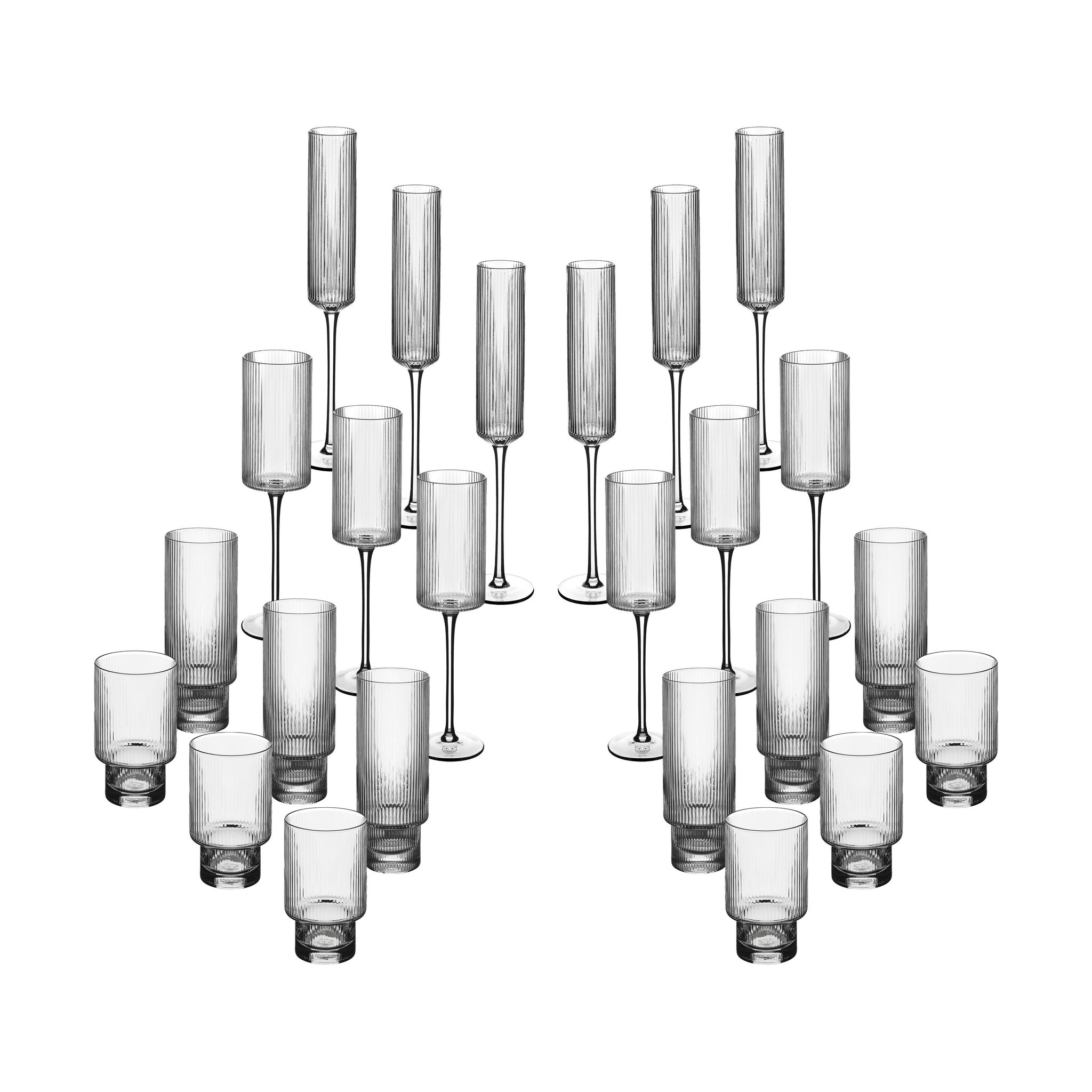 Voir la diapositive 2 : BJORN Set de verres complet linje - 24 pièces