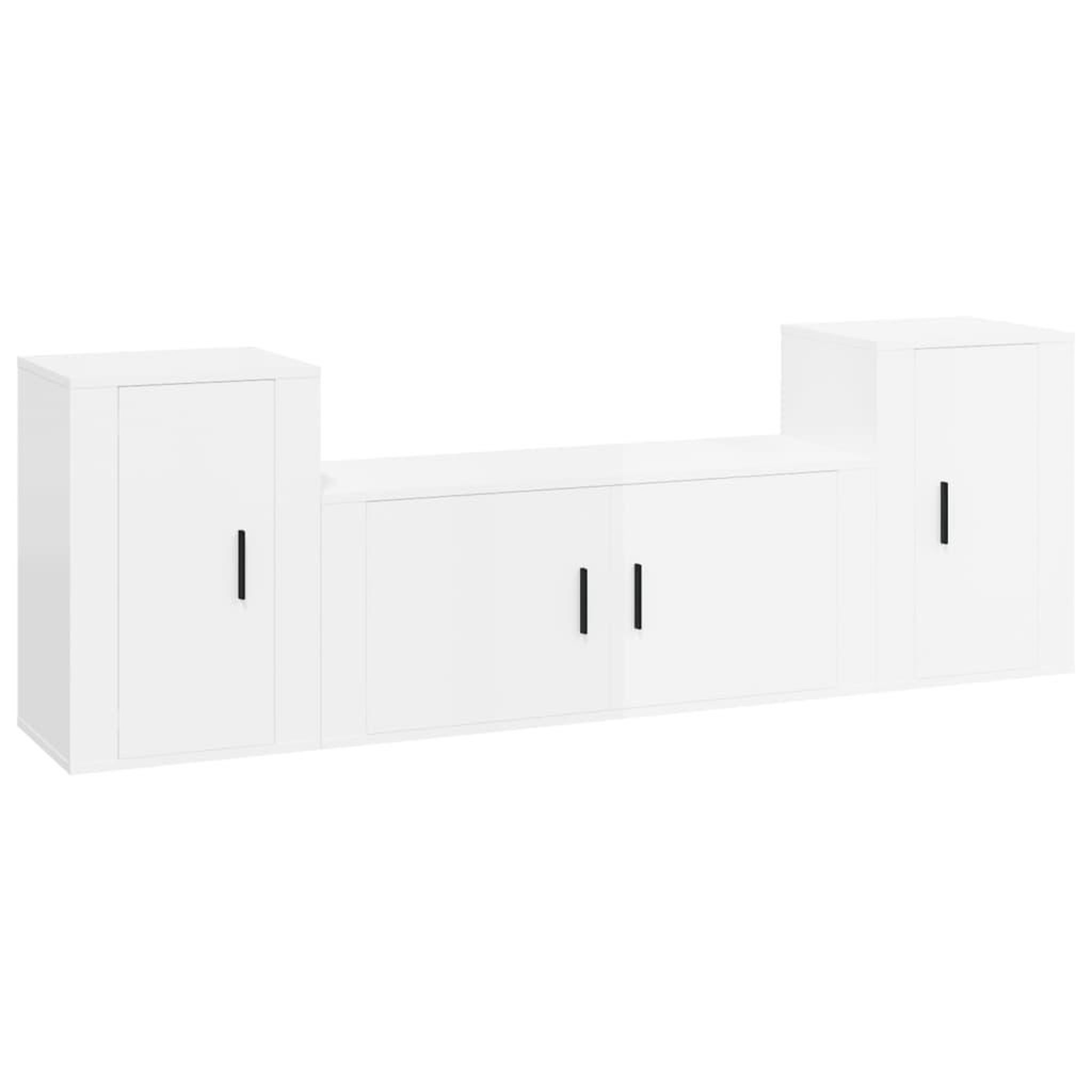 Voir la diapositive 2 : VIDAXL Ensemble de meubles TV 3 pcs Blanc brillant Bois d'ingenierie