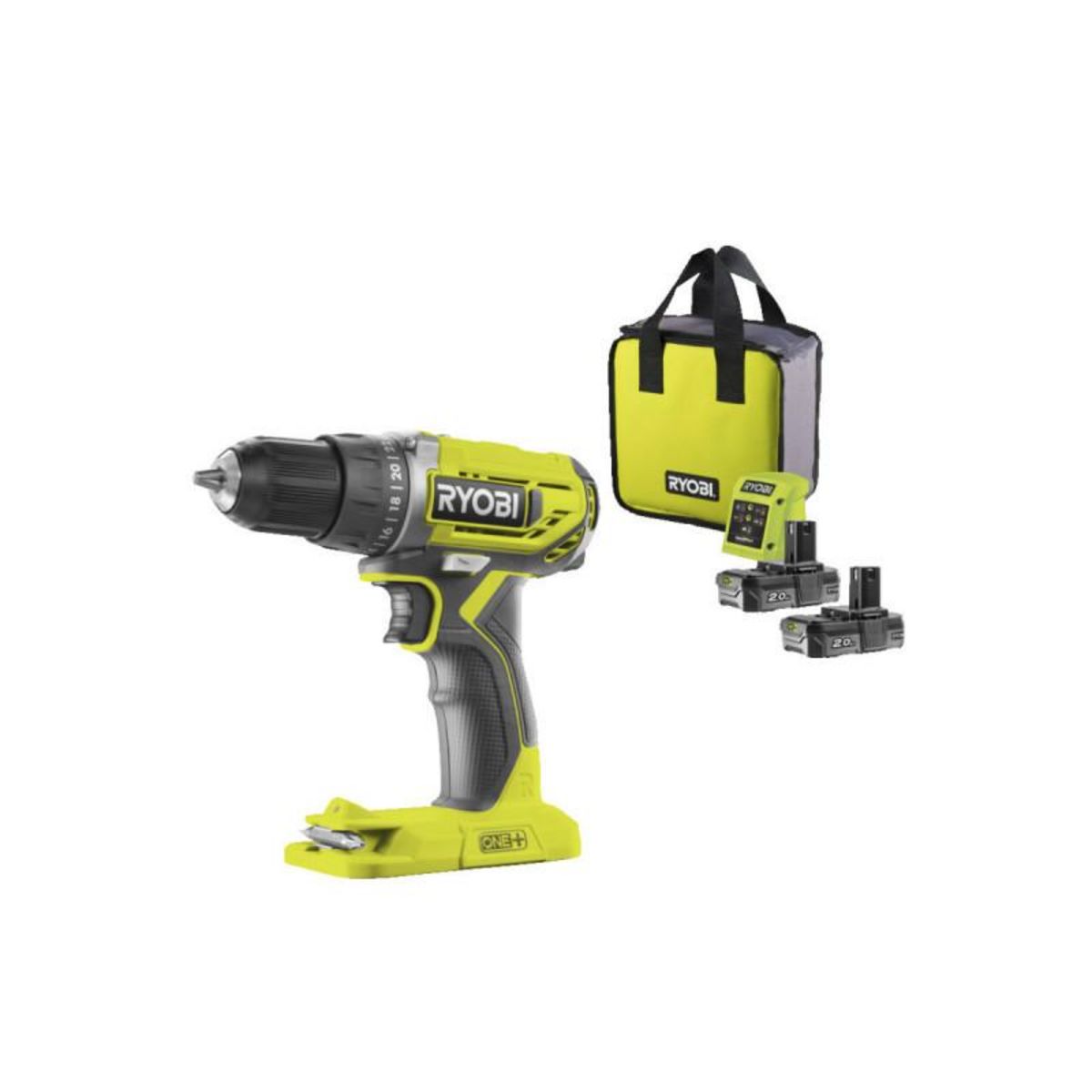 Ryobi Perceuse Visseuse RYOBI - R18DD2-220S - 18V One Plus - 2 batteries 2,0Ah - 1 chargeur