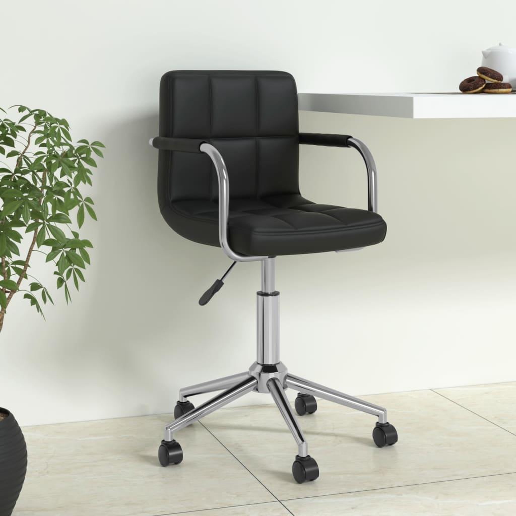 VIDAXL Chaise de bureau pivotante Noir Similicuir