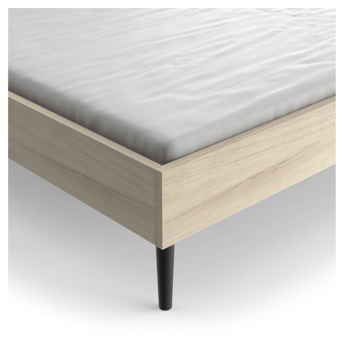 Lit double 160cm avec tête de lit décor effet cannage HANOÏ