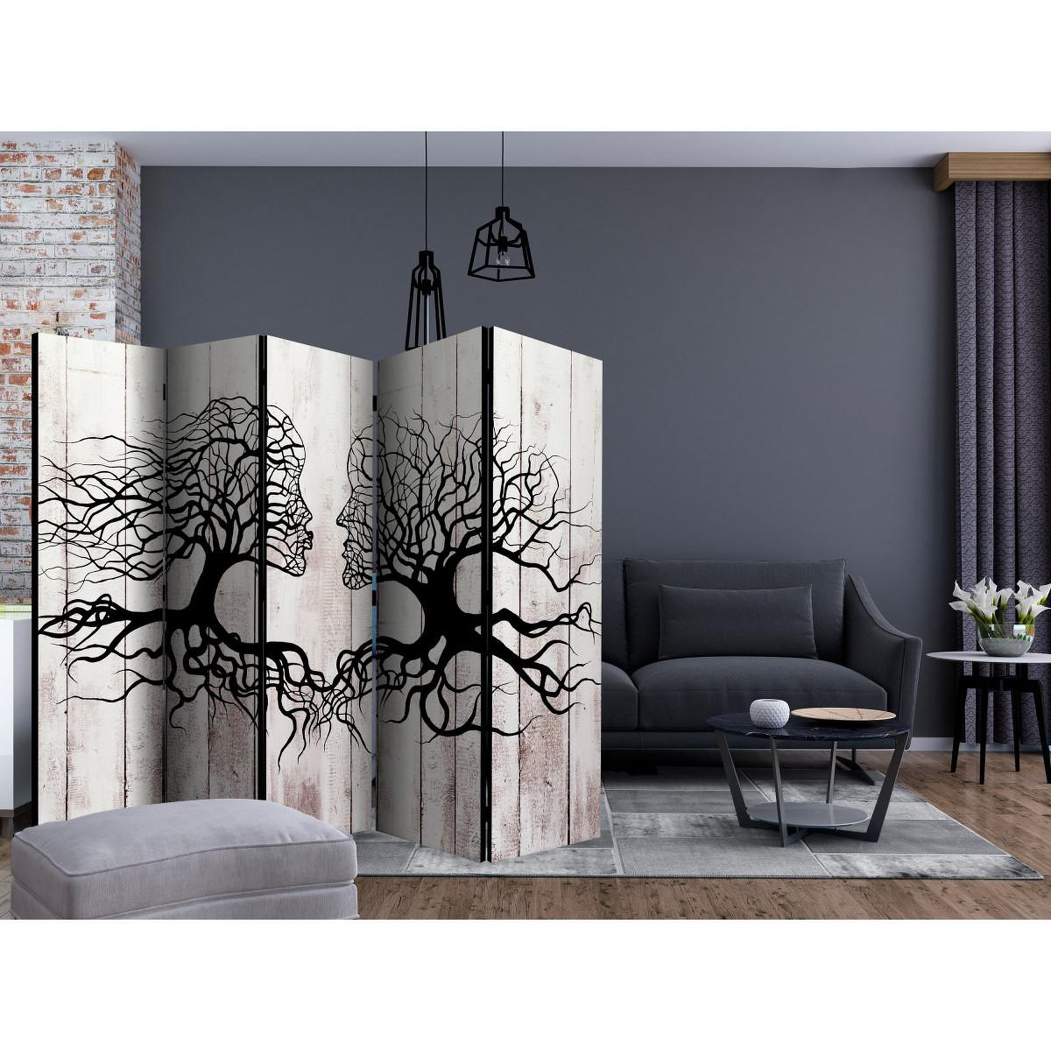 Voir la diapositive 2 : Paris Prix Paravent 5 volets  a kiss of a trees  172x225cm