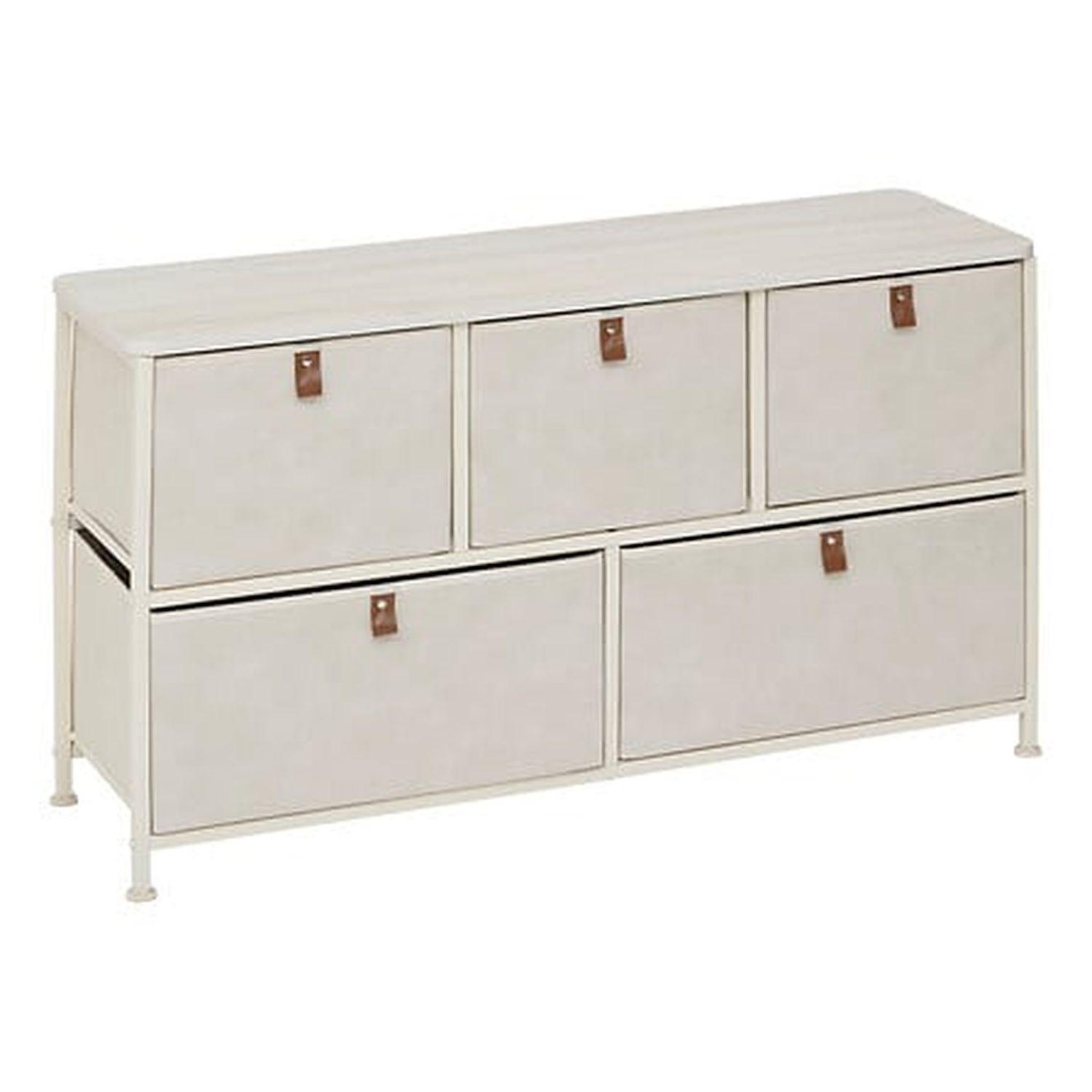 FIVE Commode basse 5 tiroirs tissa - beige