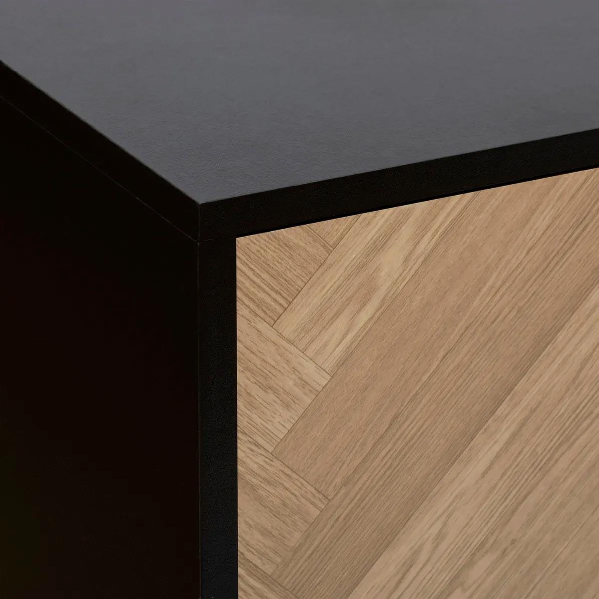 Voir la diapositive 3 : FIVE Buffet 2 portes & 3 tiroirs  chevrons  160cm naturel & noir