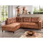 BEST MOBILIER Nordic - canapé d'angle l - 5 places - convertible - industriel vintage - gauche. Coloris disponibles : Marron