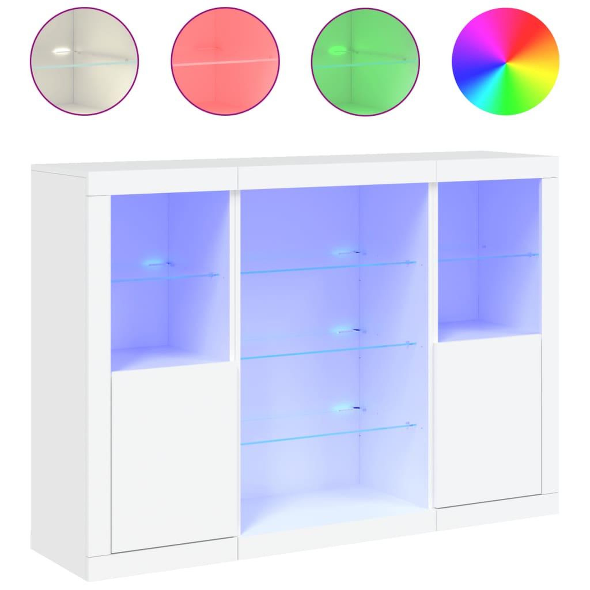 Voir la diapositive 2 : VIDAXL Buffets avec lumieres LED 3 pcs blanc bois d'ingenierie
