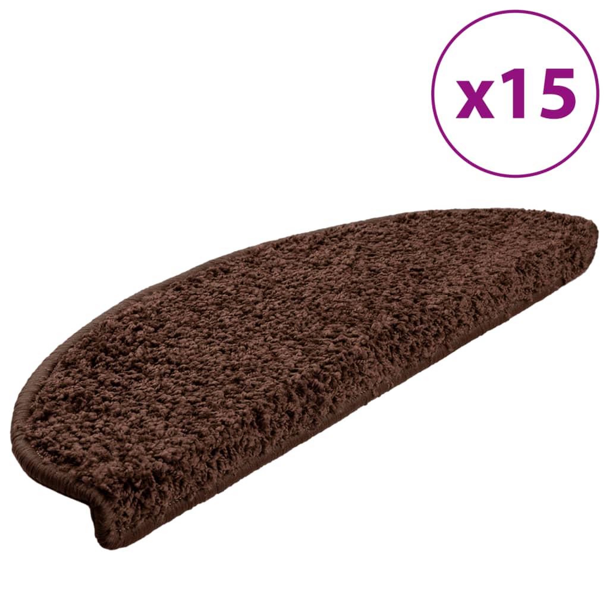 Voir la diapositive 2 : VIDAXL Tapis d'escalier 15 pcs marron 65x21x4 cm