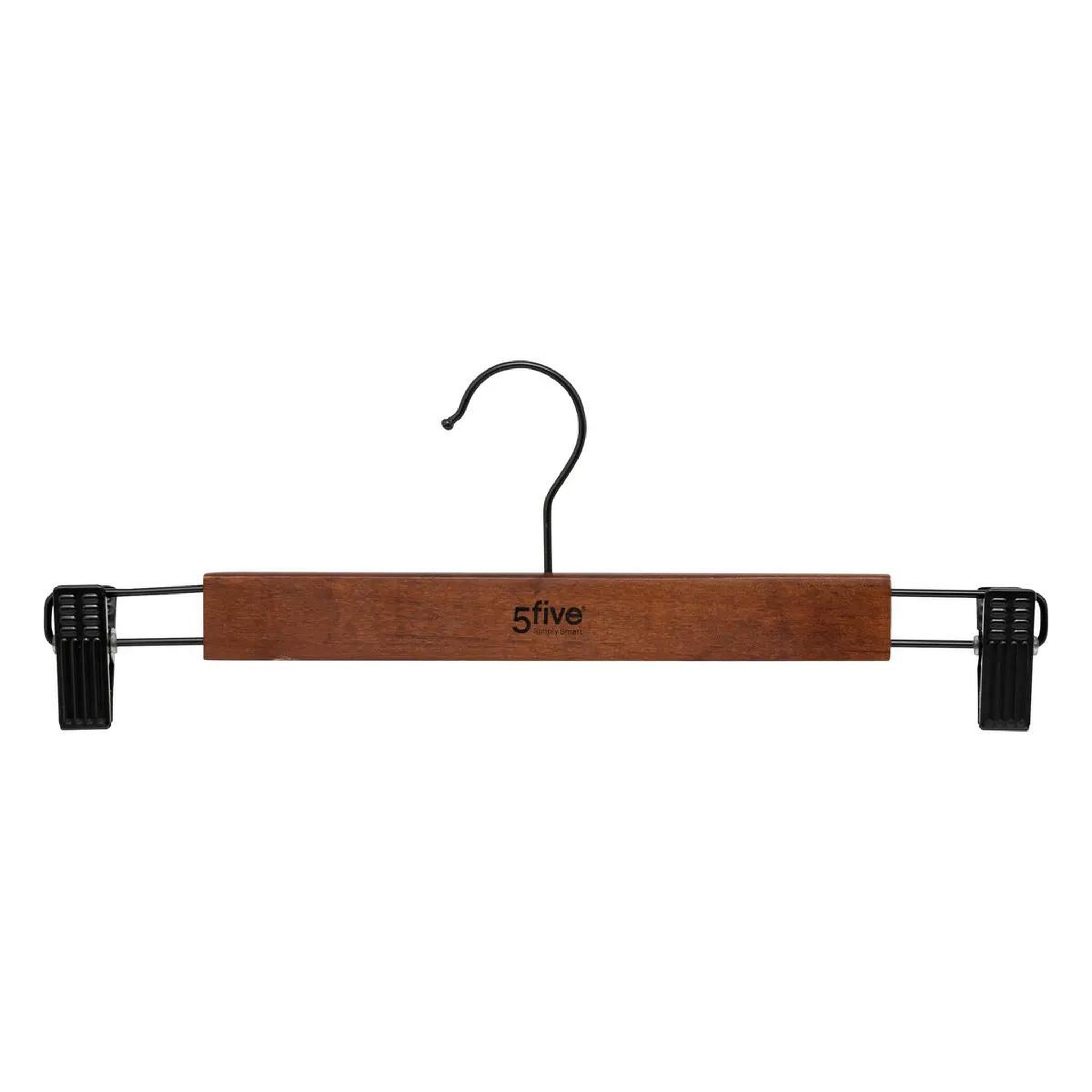 Voir la diapositive 2 : FIVE Lot de 2 cintres à pince en bois  vintage  33cm marron