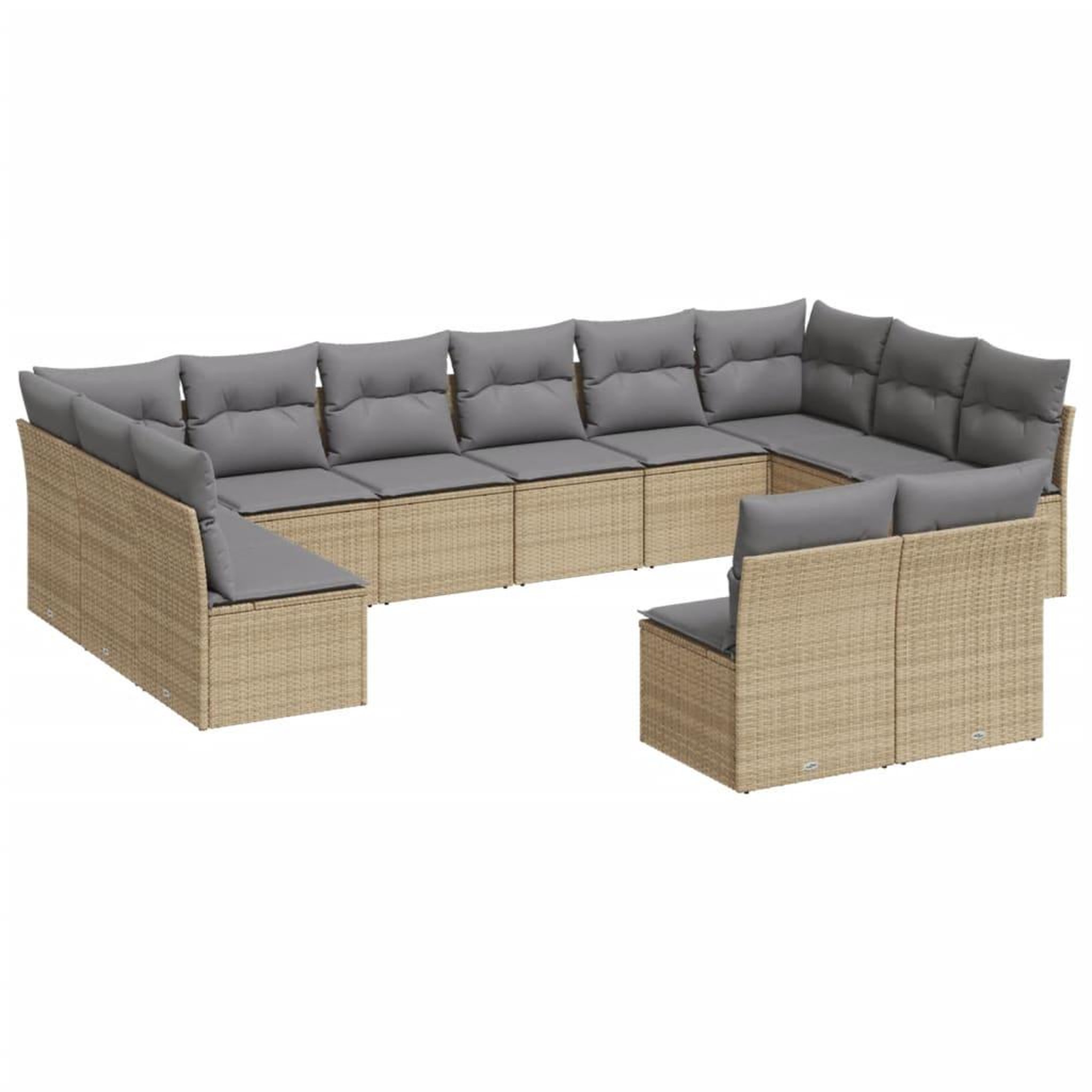 Voir la diapositive 2 : VIDAXL Salon de jardin avec coussins 12 pcs beige resine tressee