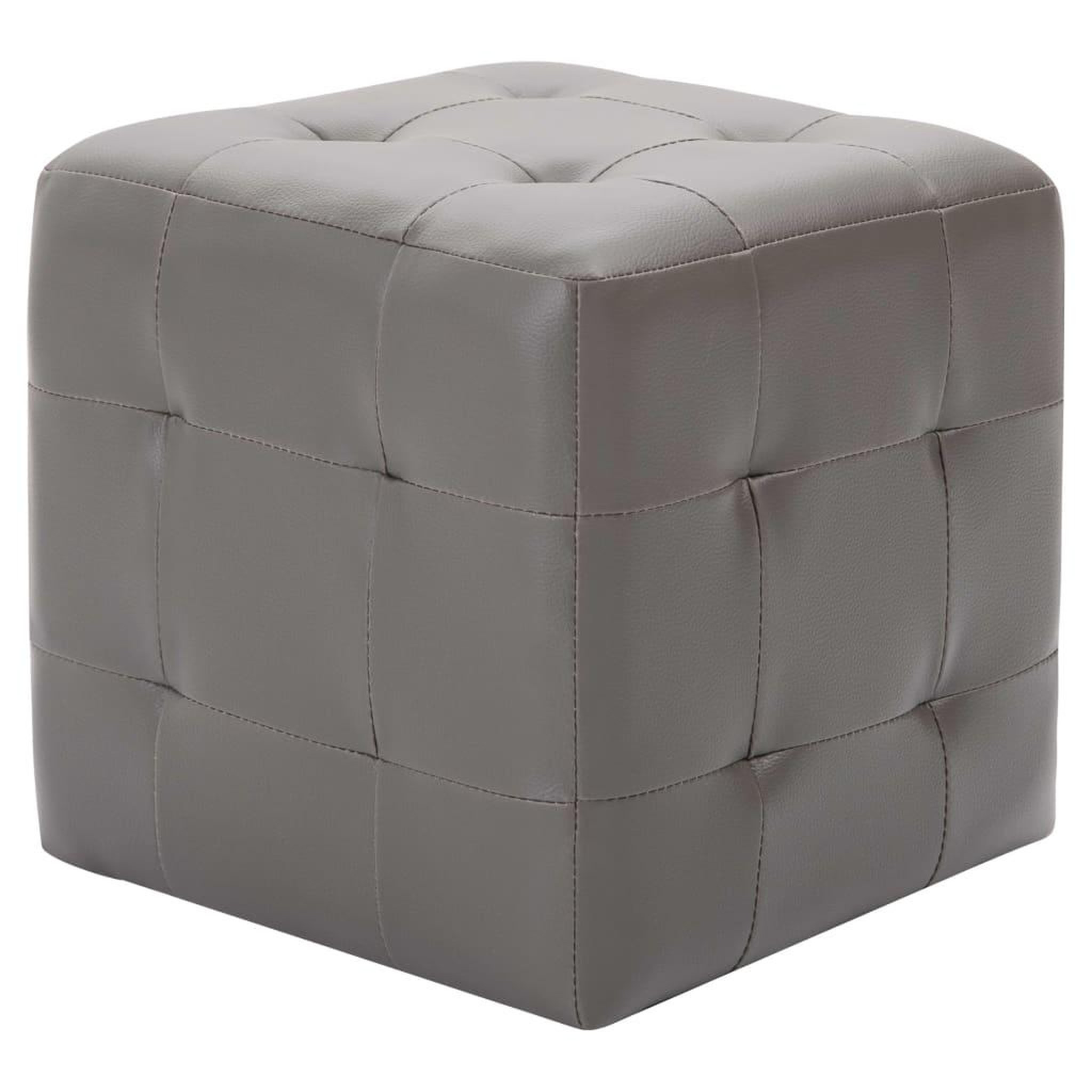 Voir la diapositive 2 : VIDAXL 2 pcs Poufs Gris 30 x 30 x 30 cm Similicuir