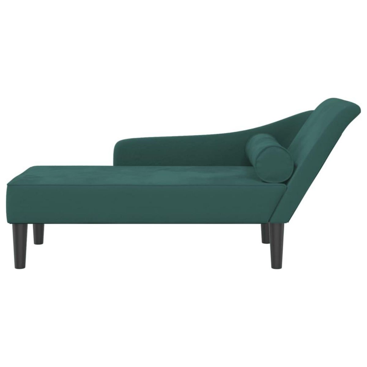 VIDAXL Chaise longue avec coussins vert fonce velours