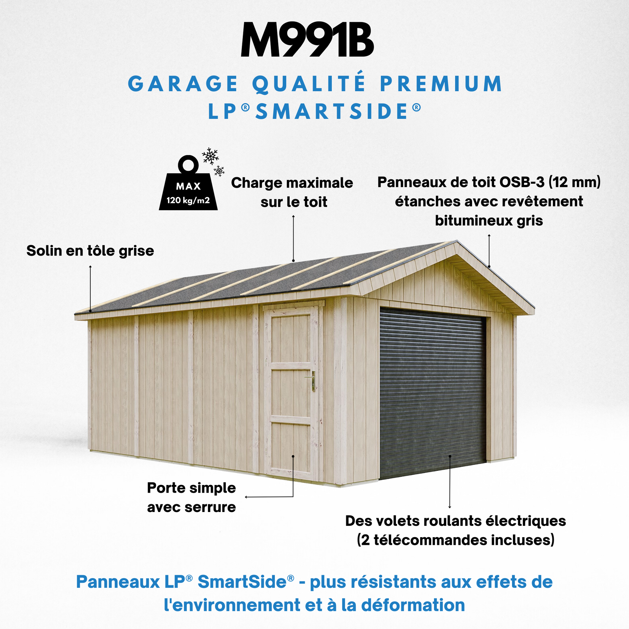 Voir la diapositive 5 : TIMBELA Garage qualité premium 17m² l378xl530 cm garage pour auto, moto, vélos, machines de jardinage m991b