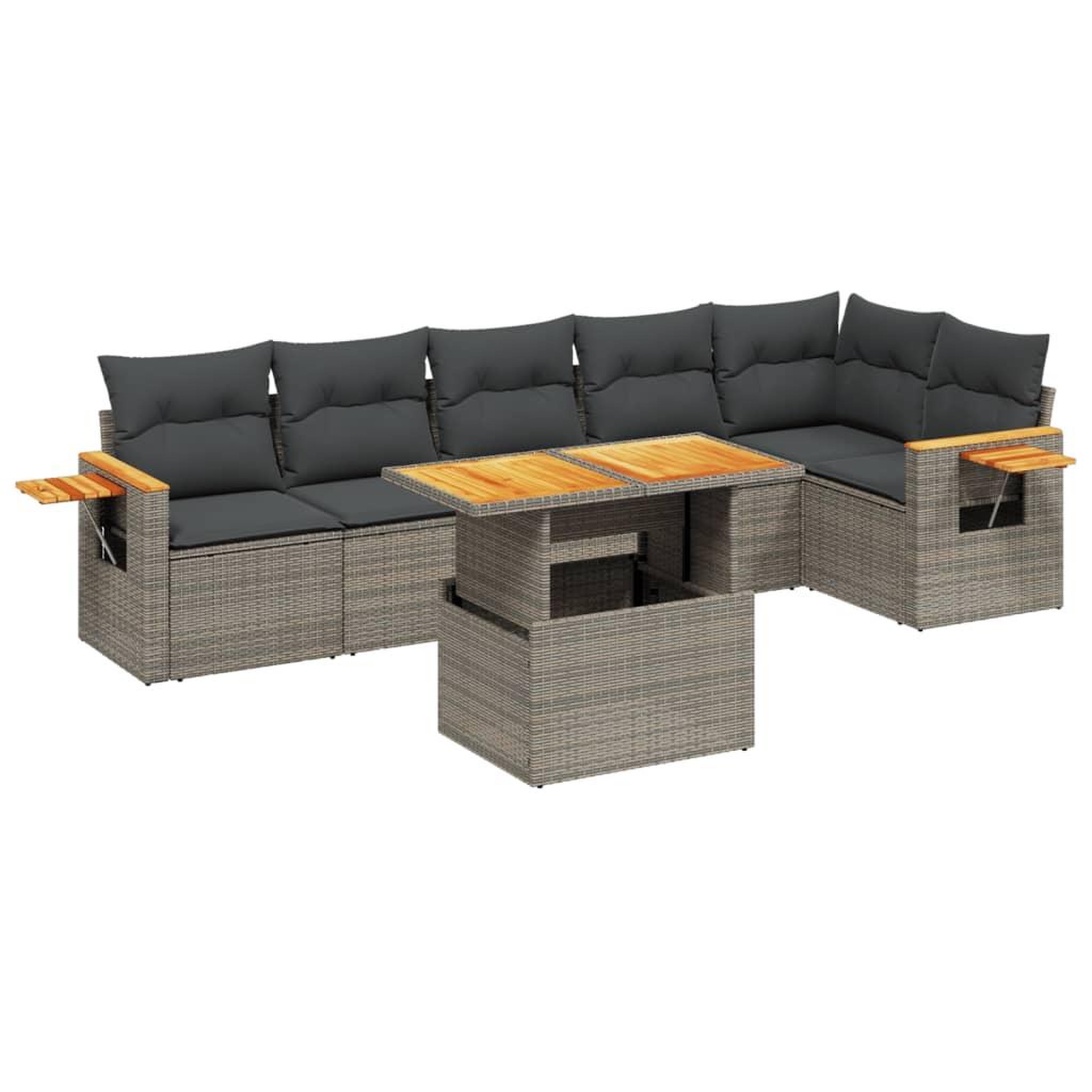 Voir la diapositive 2 : VIDAXL Salon de jardin avec coussins 7 pcs gris resine tressee