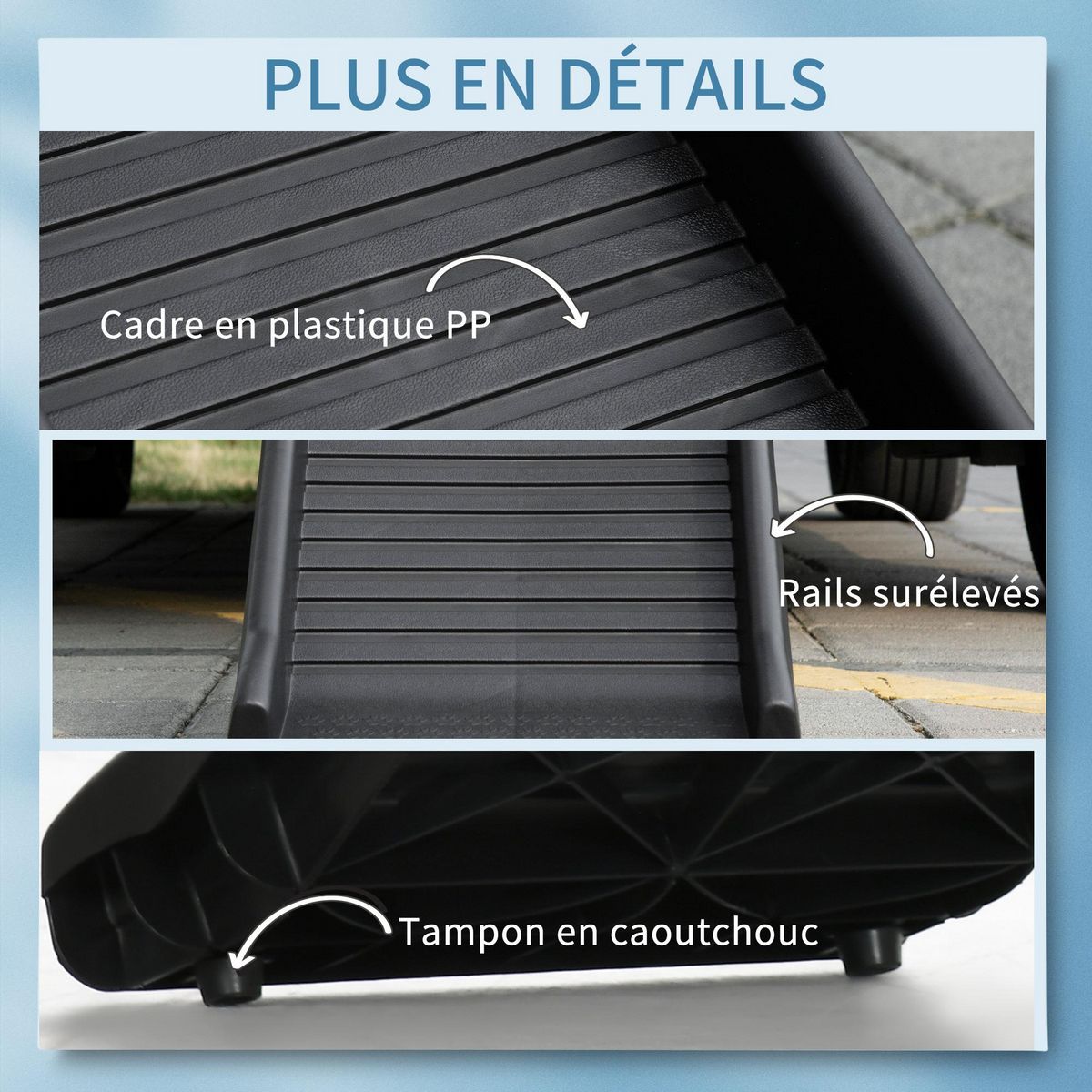 PAWHUT Rampe de chargement pliable antidérapante pour chien - dim. 155L x 39l x 14H cm - PP noir
