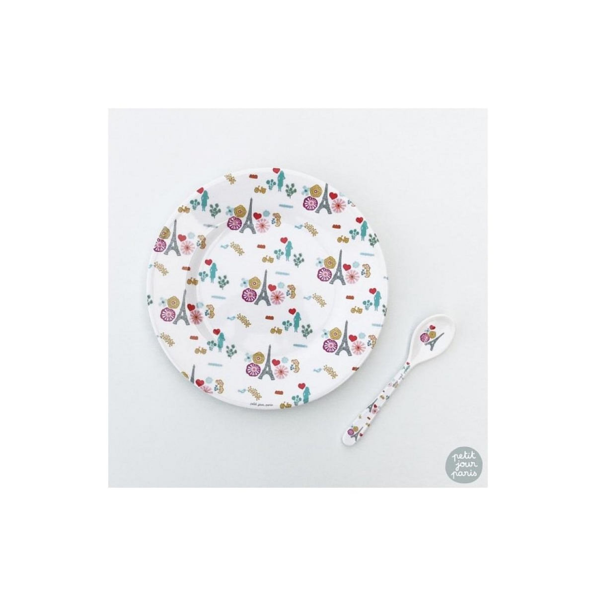 Petit Jour assiette dessert motifs fleurs tour eiffel le paris d emilie
