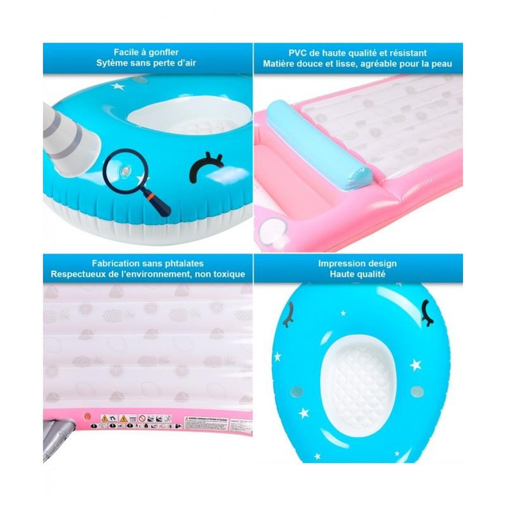 Voir la diapositive 3 : AIRMYFUN Pack 2 Matelas Gonflables d'Eau Géants, Ultra Confort, Piscine & Plage - Pack Twin Imaginaire