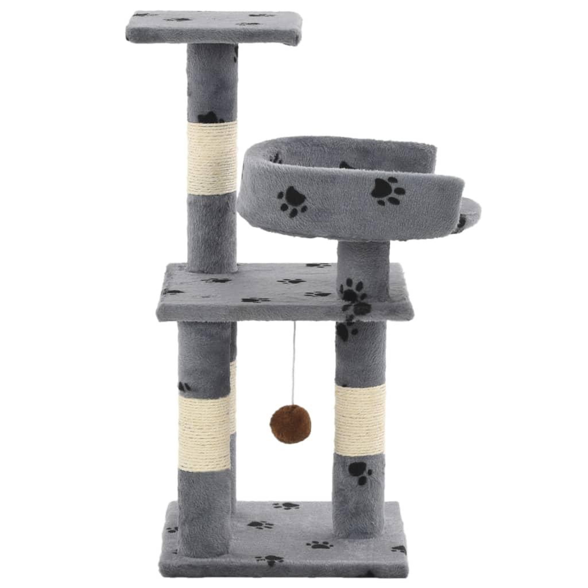 Voir la diapositive 3 : VIDAXL Arbre a chat et griffoir Sisal 65 cm Empreintes de pattes Gris